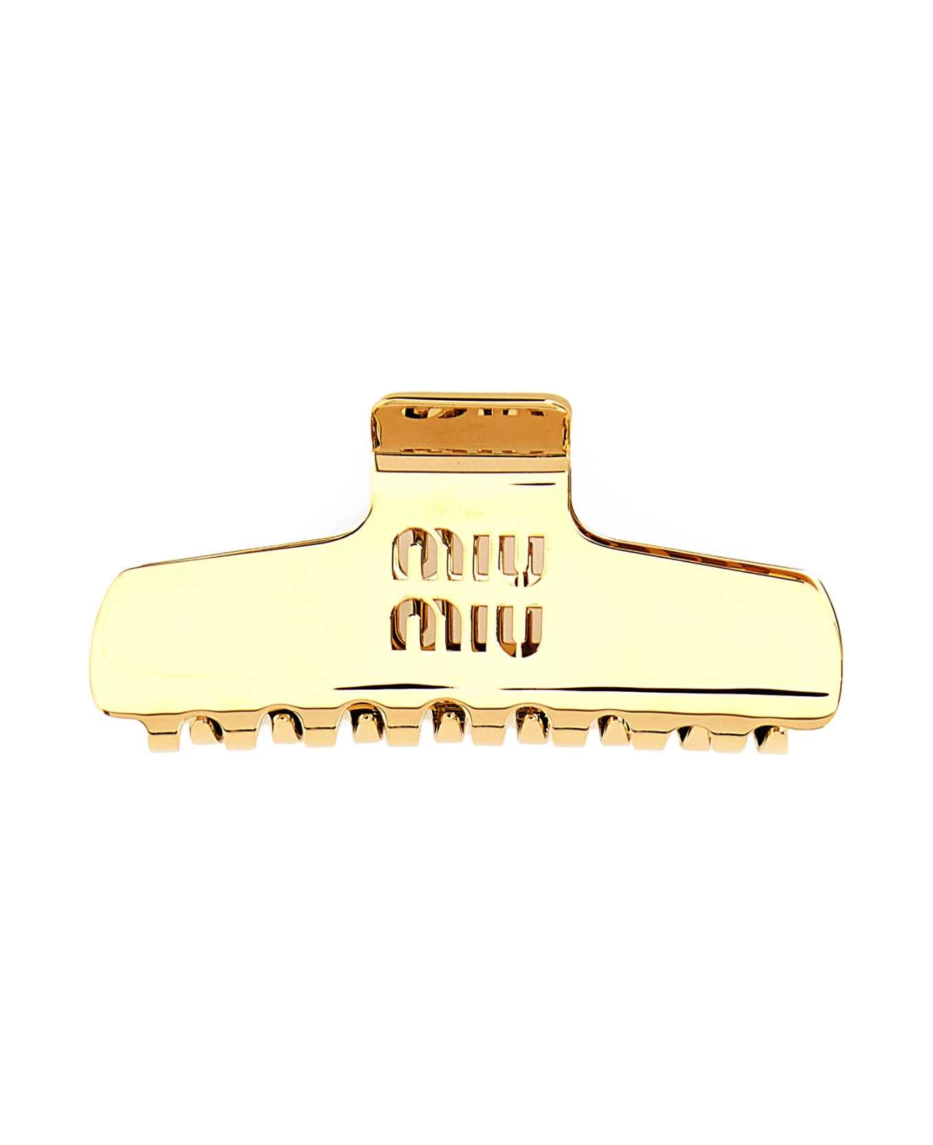 Miu Miu Gold Metal Hair Clip - ORO