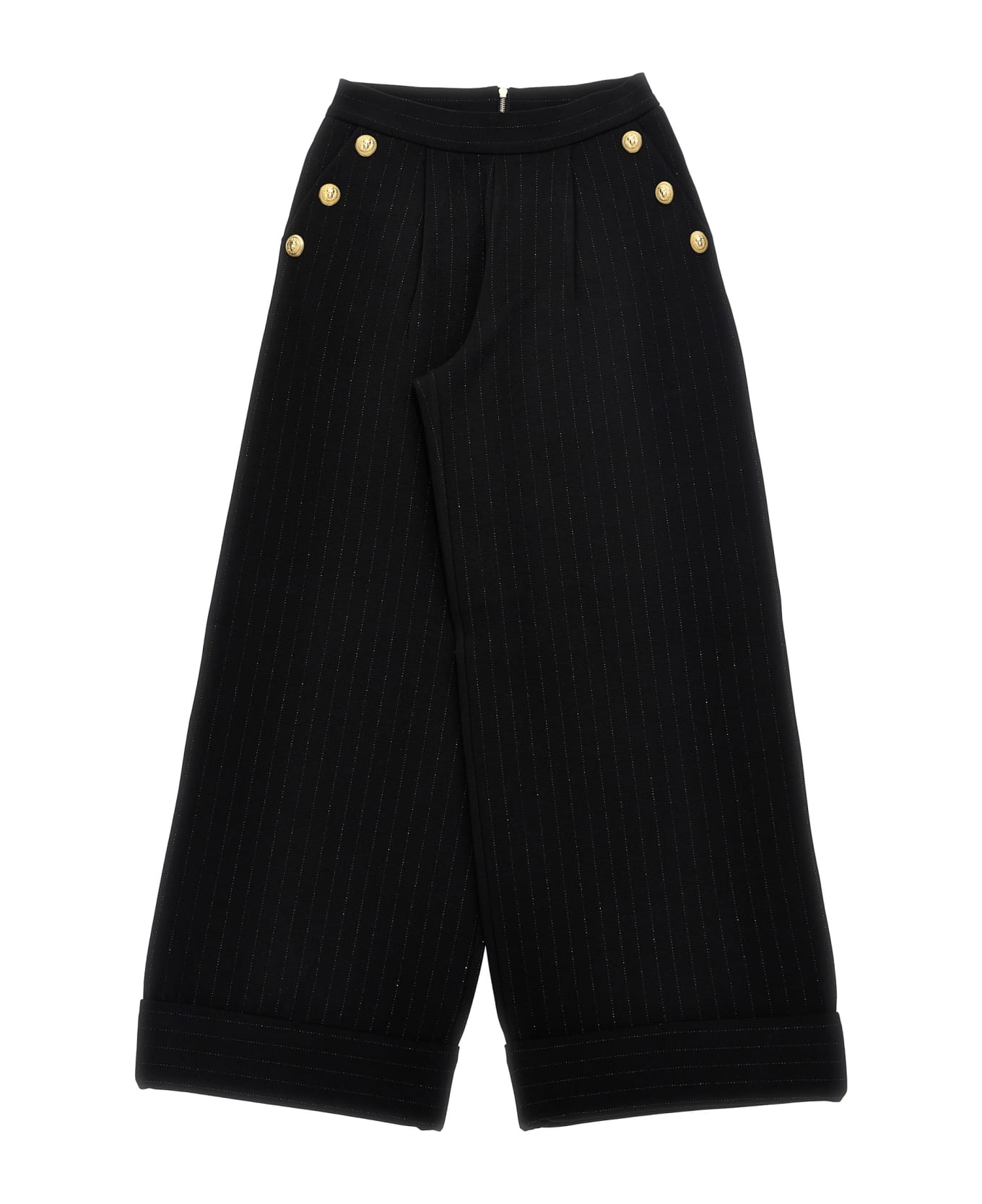 Balmain Lurex Pinstriped Pants - Black  