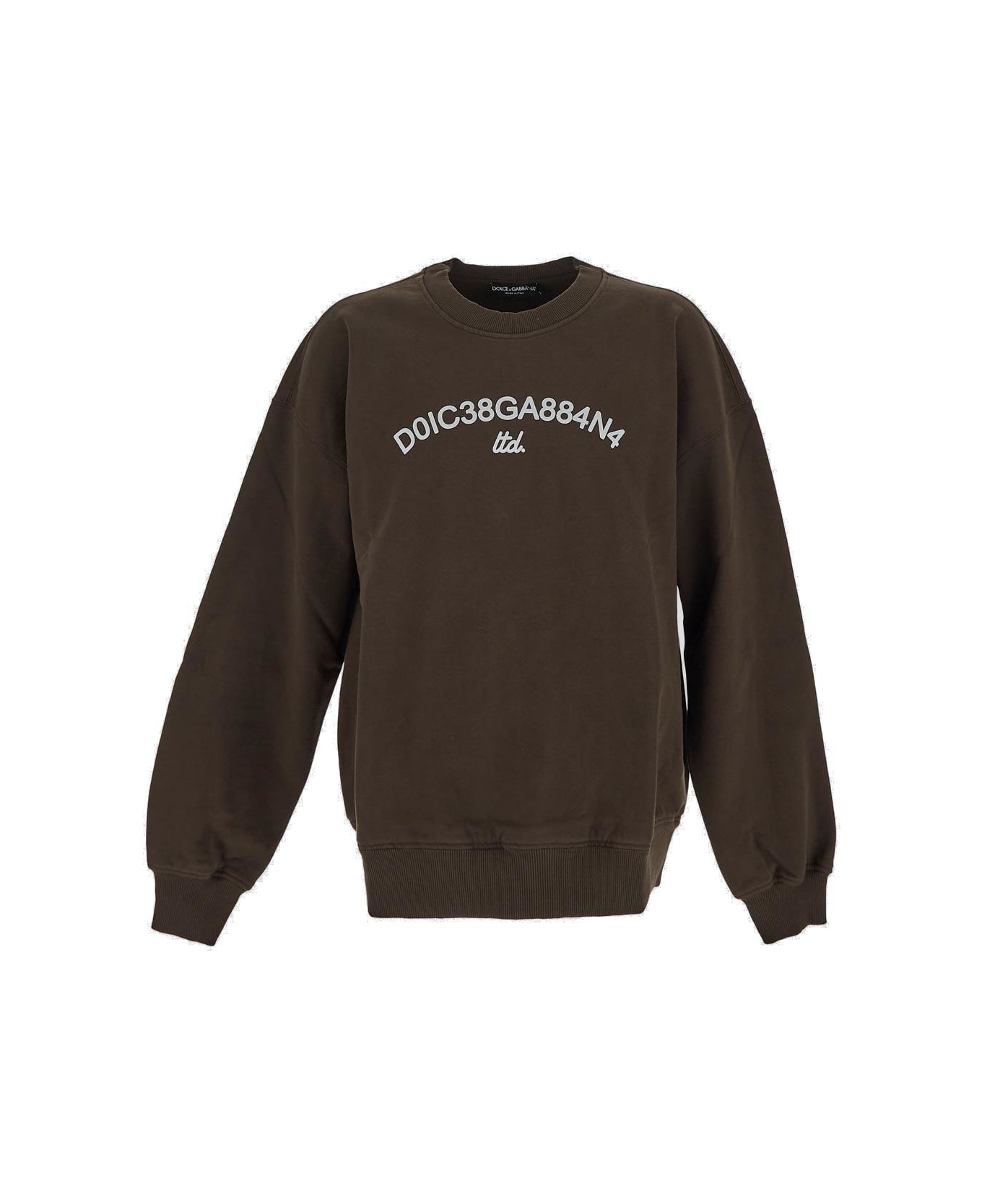 Dolce & Gabbana Logo Printed Crewneck Sweatshirt - BROWN