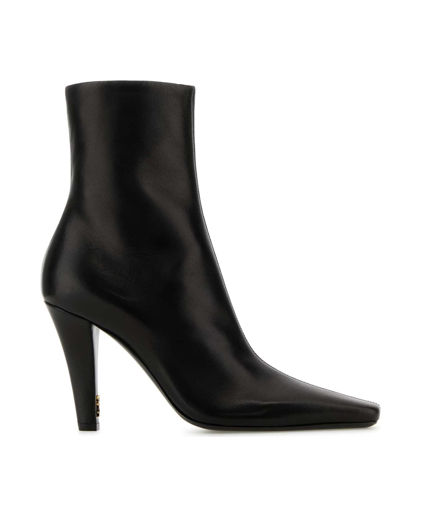 Saint Laurent Black Leather Jill Ankle Boots - NERO