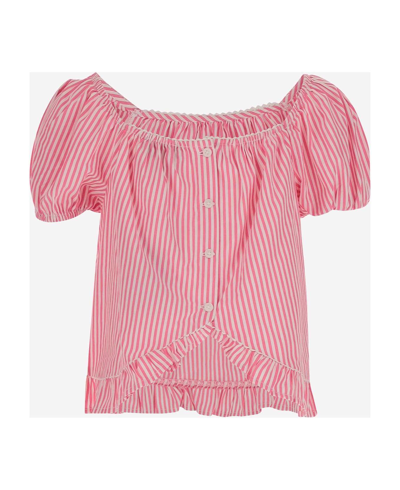 Polo Ralph Lauren Cotton Top With Striped Pattern - Pink