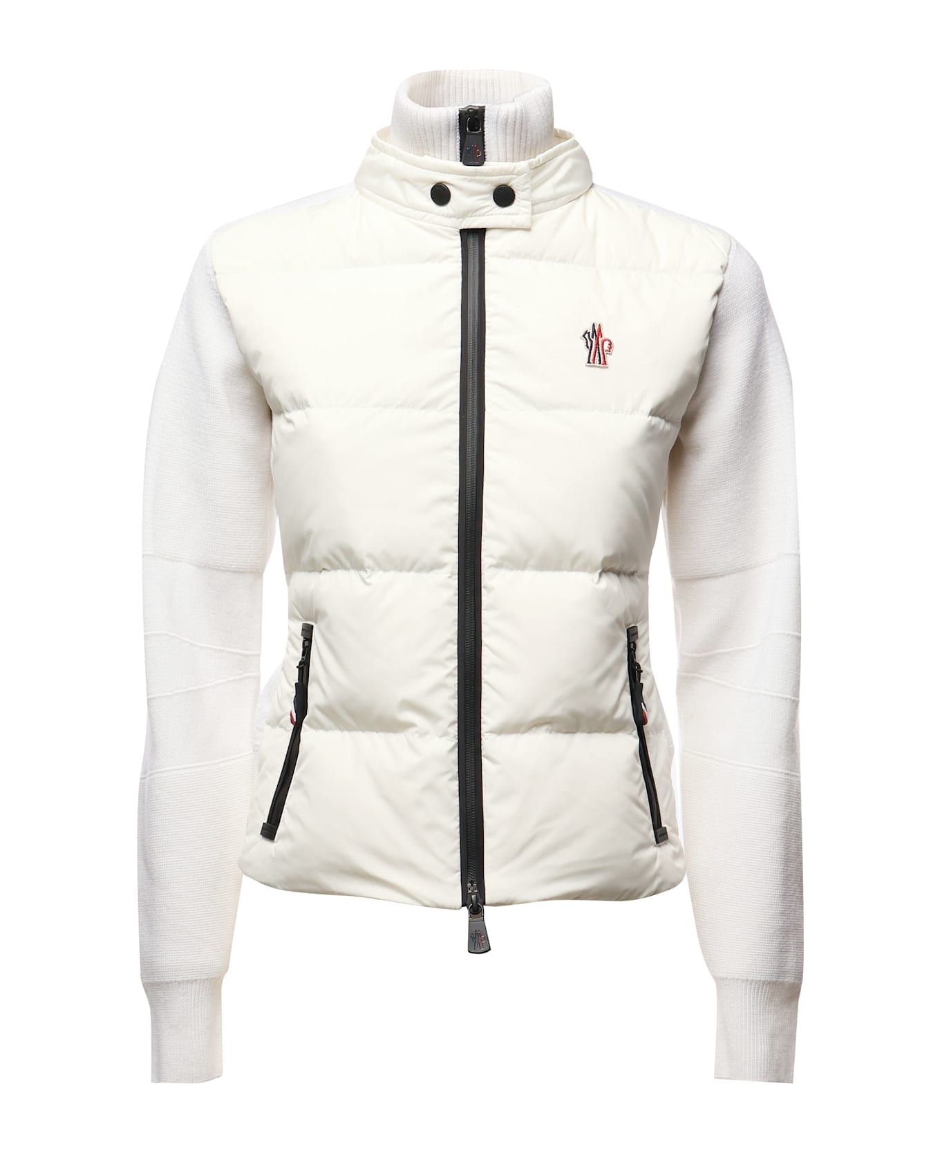 Moncler Padded Wool Cardigan With Zipper - White