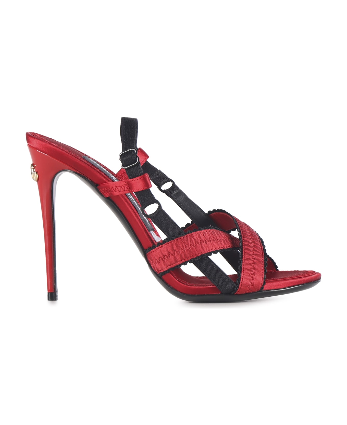 Dolce & Gabbana Corset-style Satin Sandals - Red, black