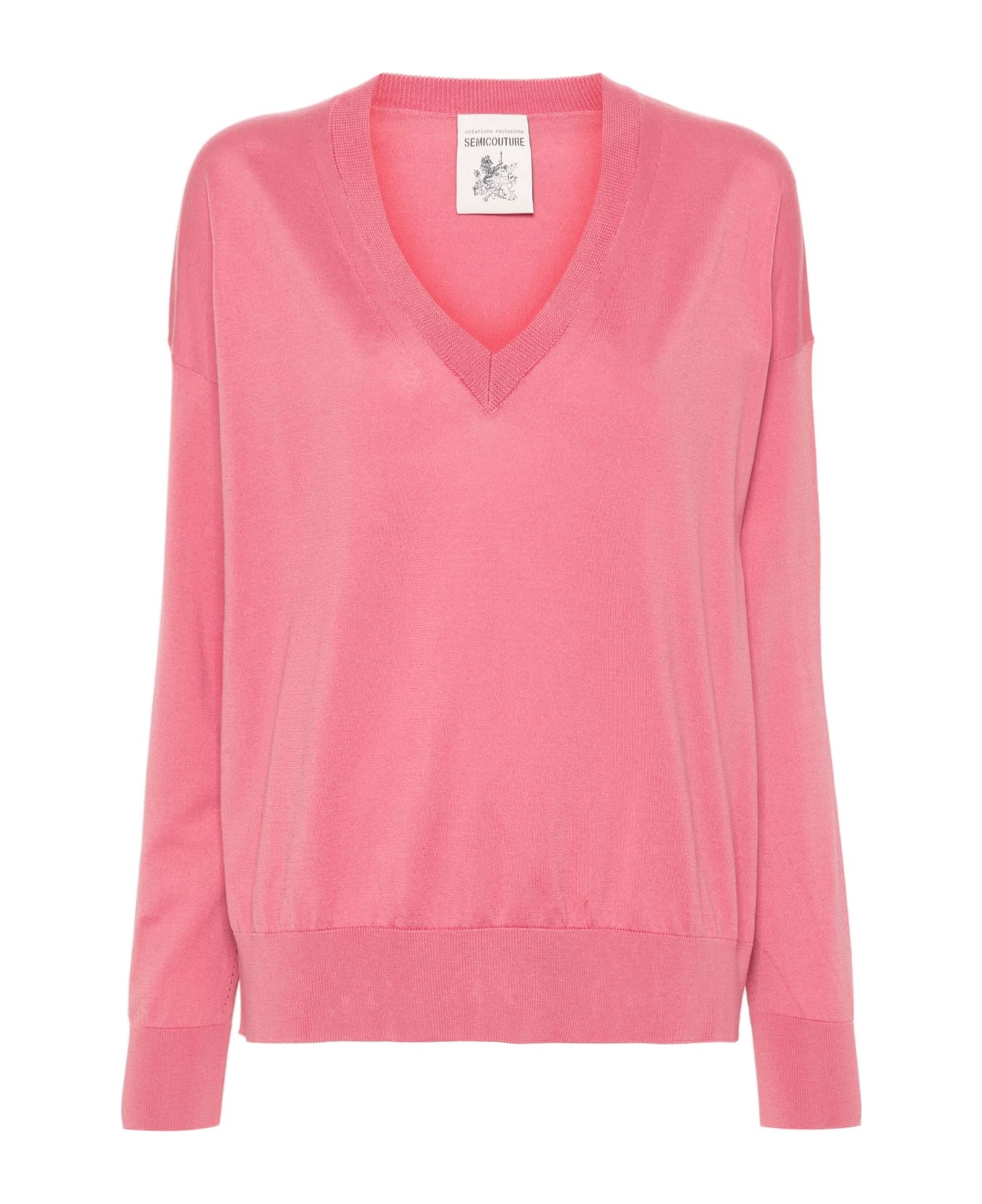 SEMICOUTURE Pink Cotton Sweater - Pink ニットウェア