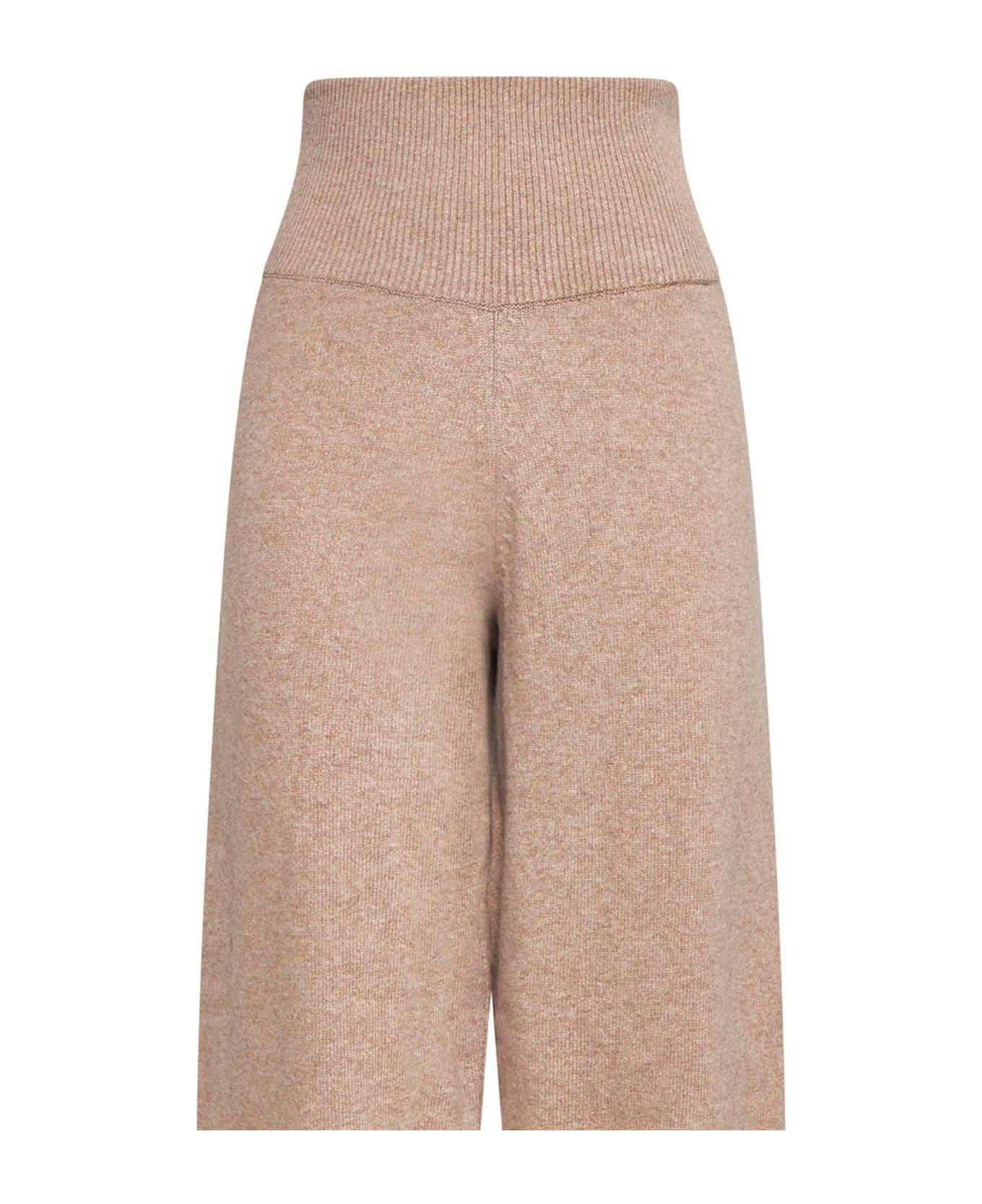 Lemaire High Waist Knitted Track Trousers - Latte coffee