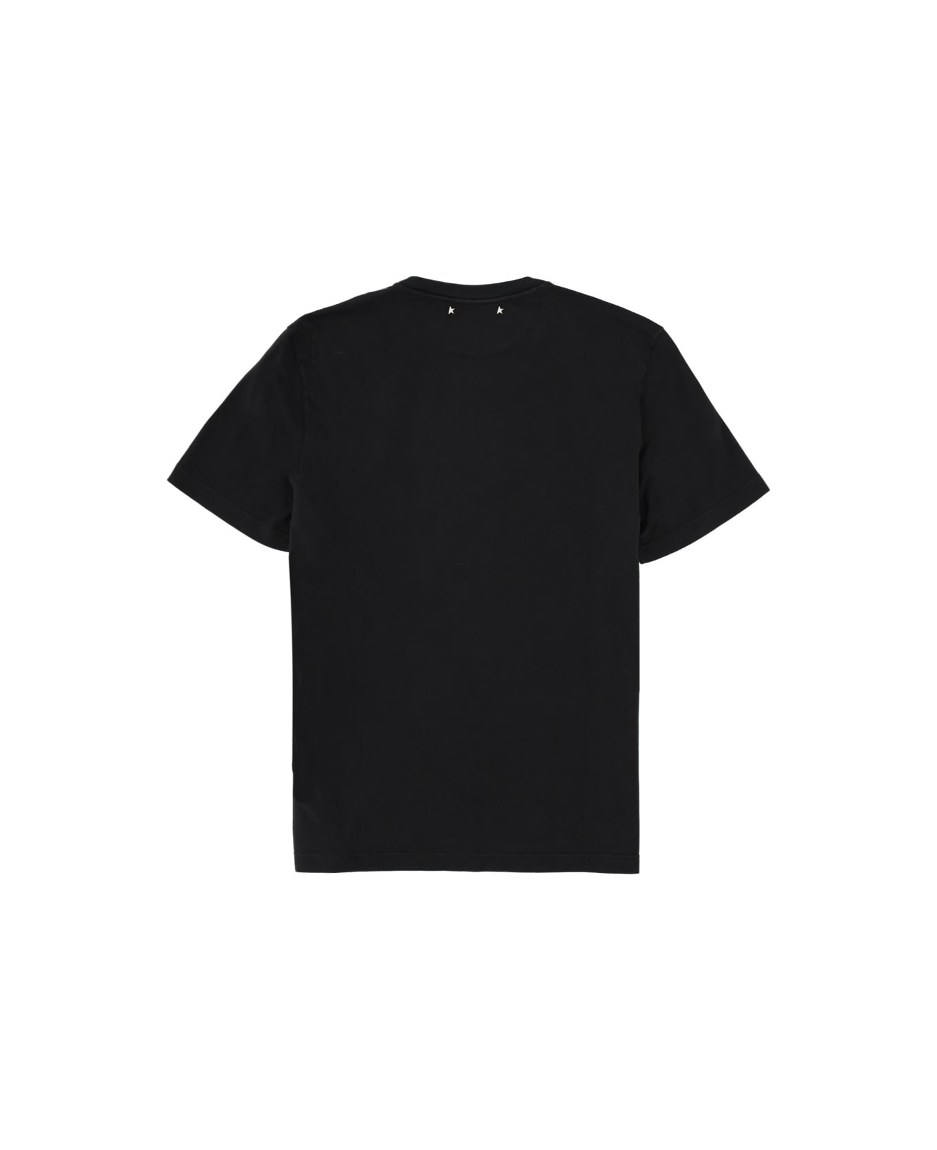 Golden Goose T-shirt With "flag" Print - BLACK