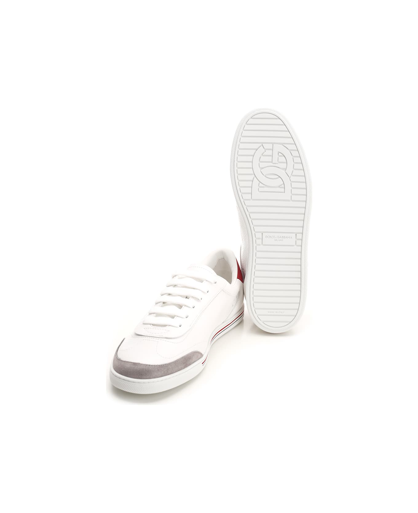 Dolce & Gabbana Stripe-detailed Round Toe Sneakers - White