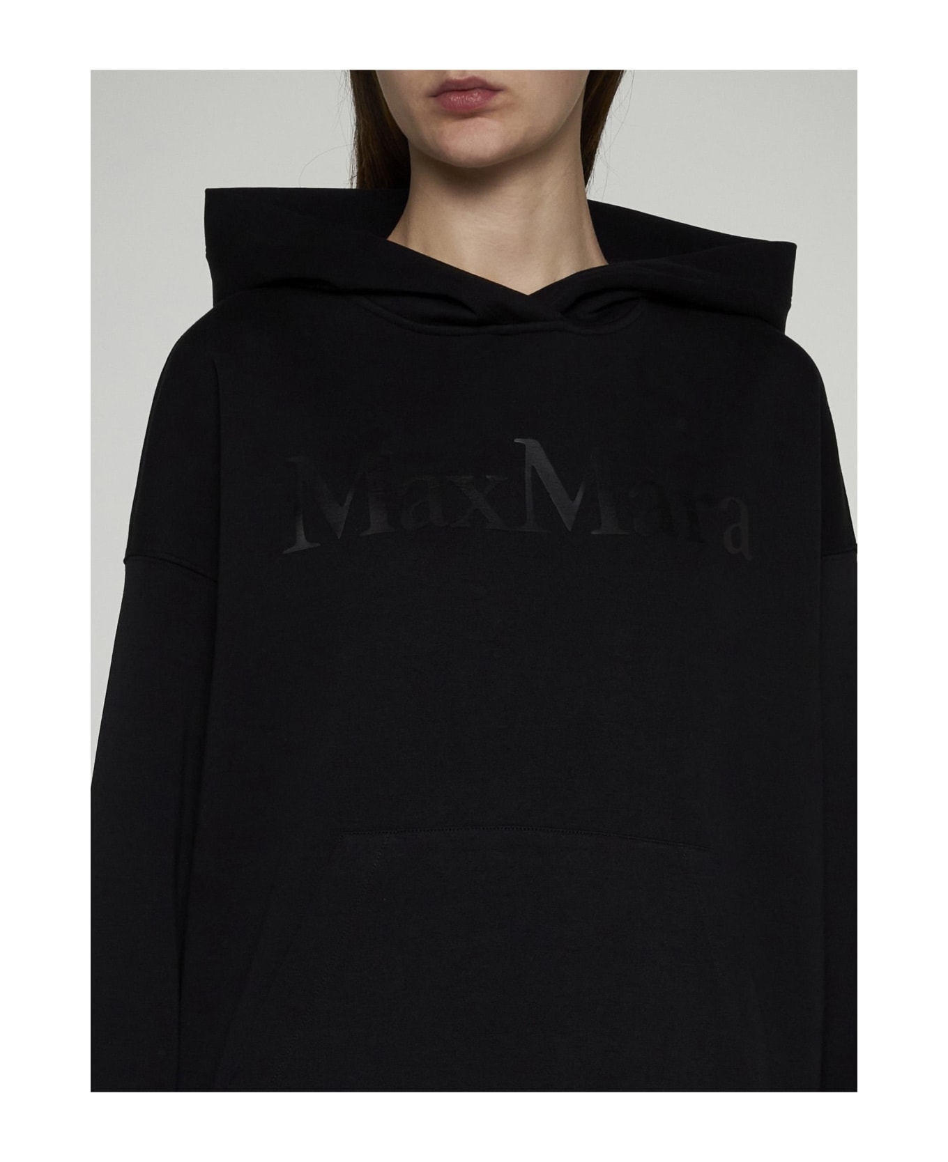 'S Max Mara Palmira Logo Cotton-blend Hoodie - BLACK