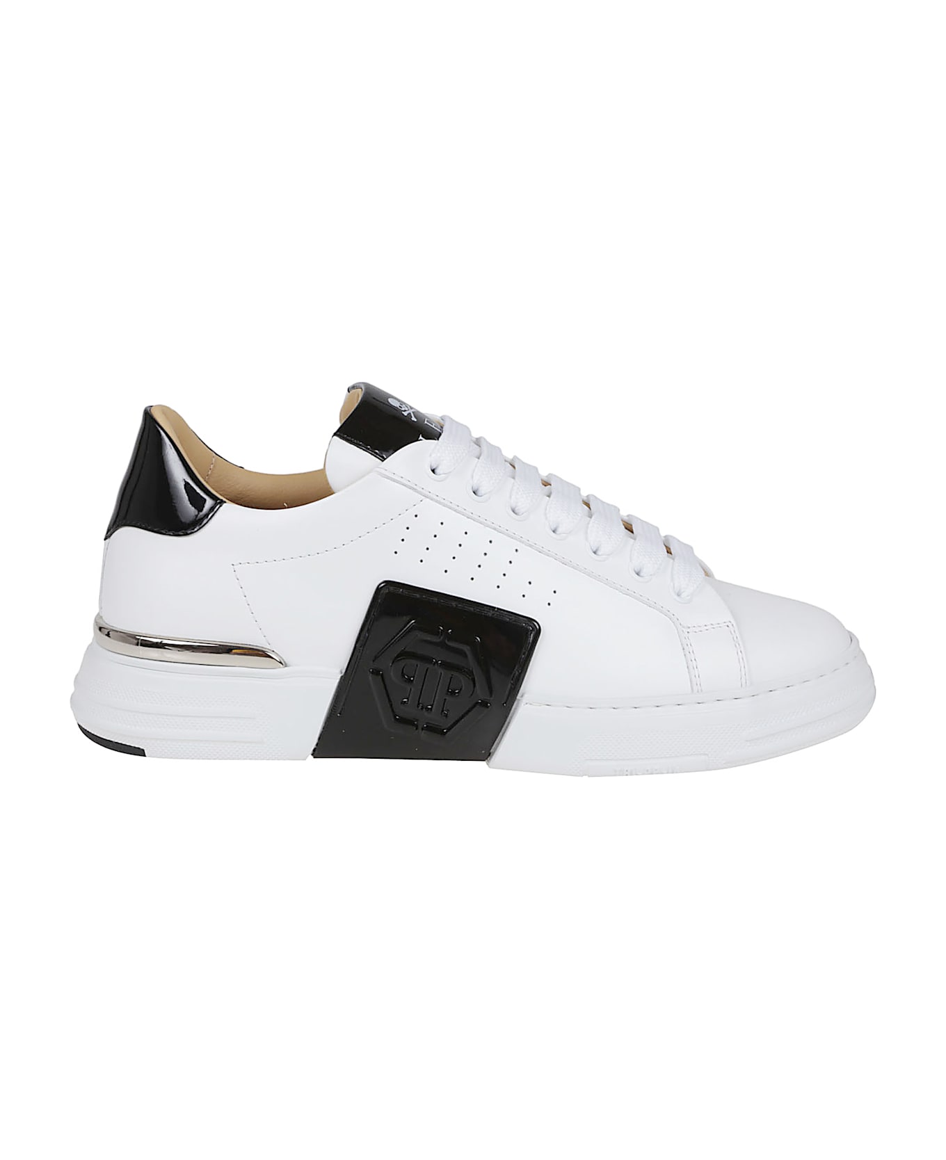 Philipp Plein Lo-top Leather Sneakers Phantom Kick$ - White