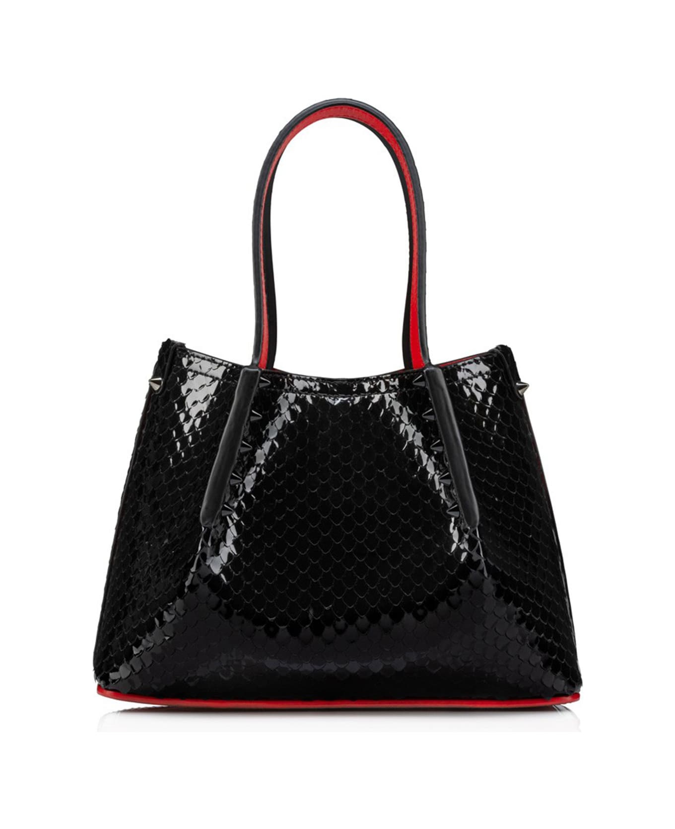 Christian Louboutin Tote Bag Embossed Patent Calf Leather Birdy - BLACK