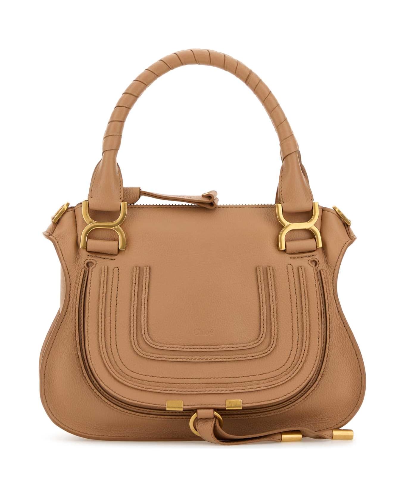 Chloé Peach Leather Small Marcie Handbag - LIGHTTAN