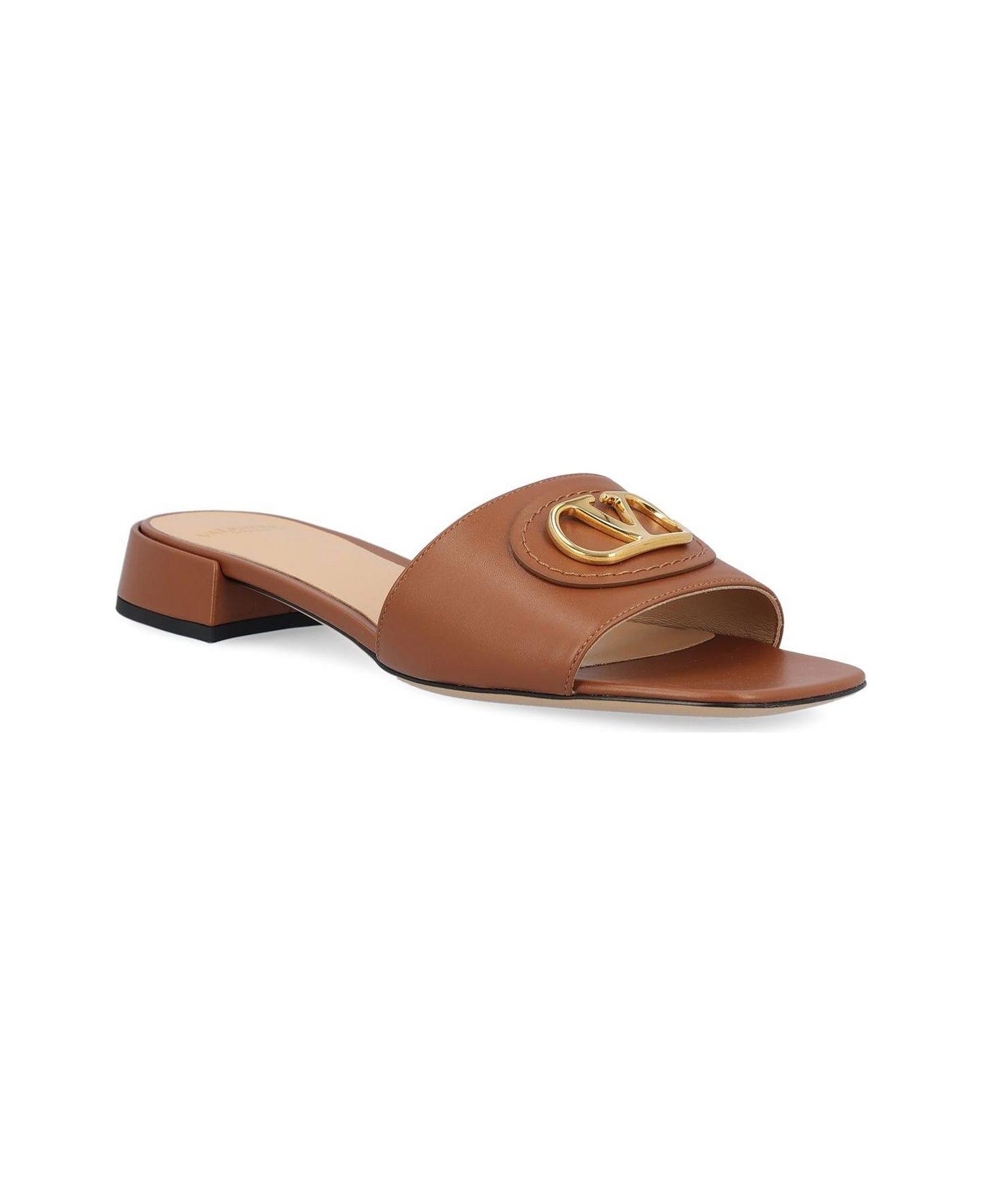 Valentino Garavani Vlogo Signature Slip-on Sandals - BROWN