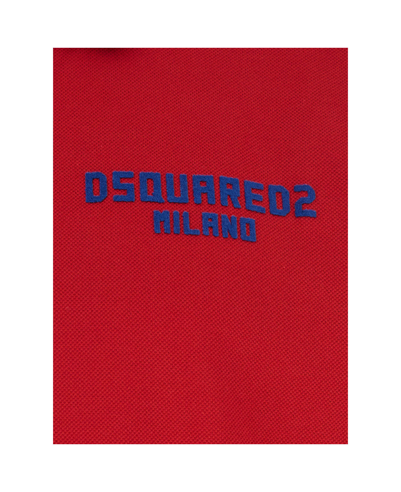 Dsquared2 Red Polo Shirt With Embroidered Logo On The Front In Cotton Man - Red