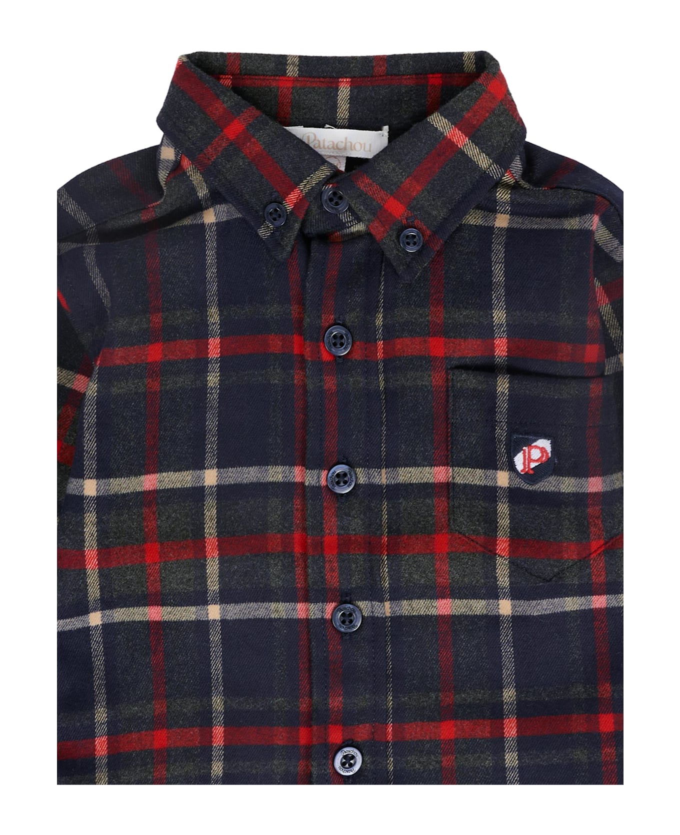 Patachou Blue Shirt For Baby Boy With Patch - Blue