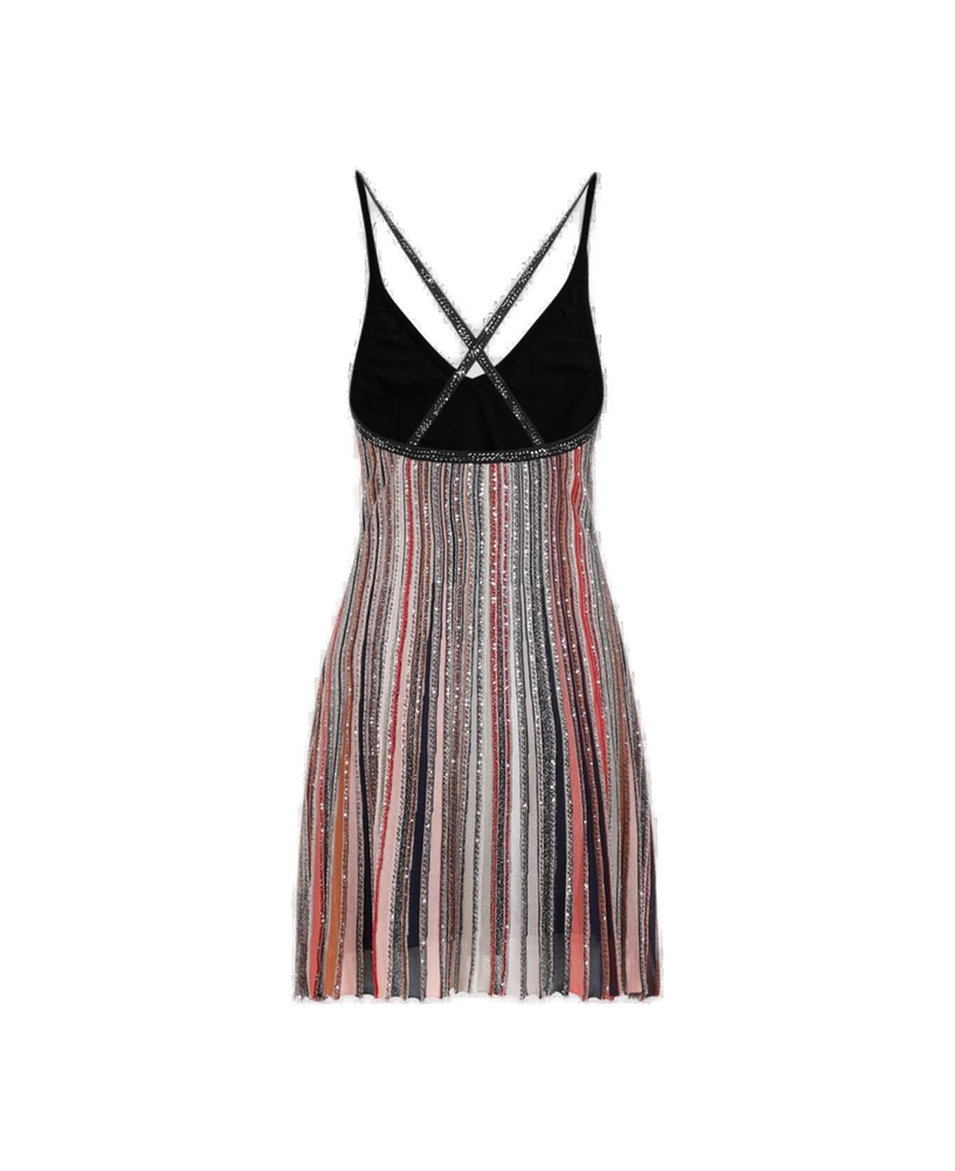 Missoni Vertical Striped Knit Mini Dress - Black