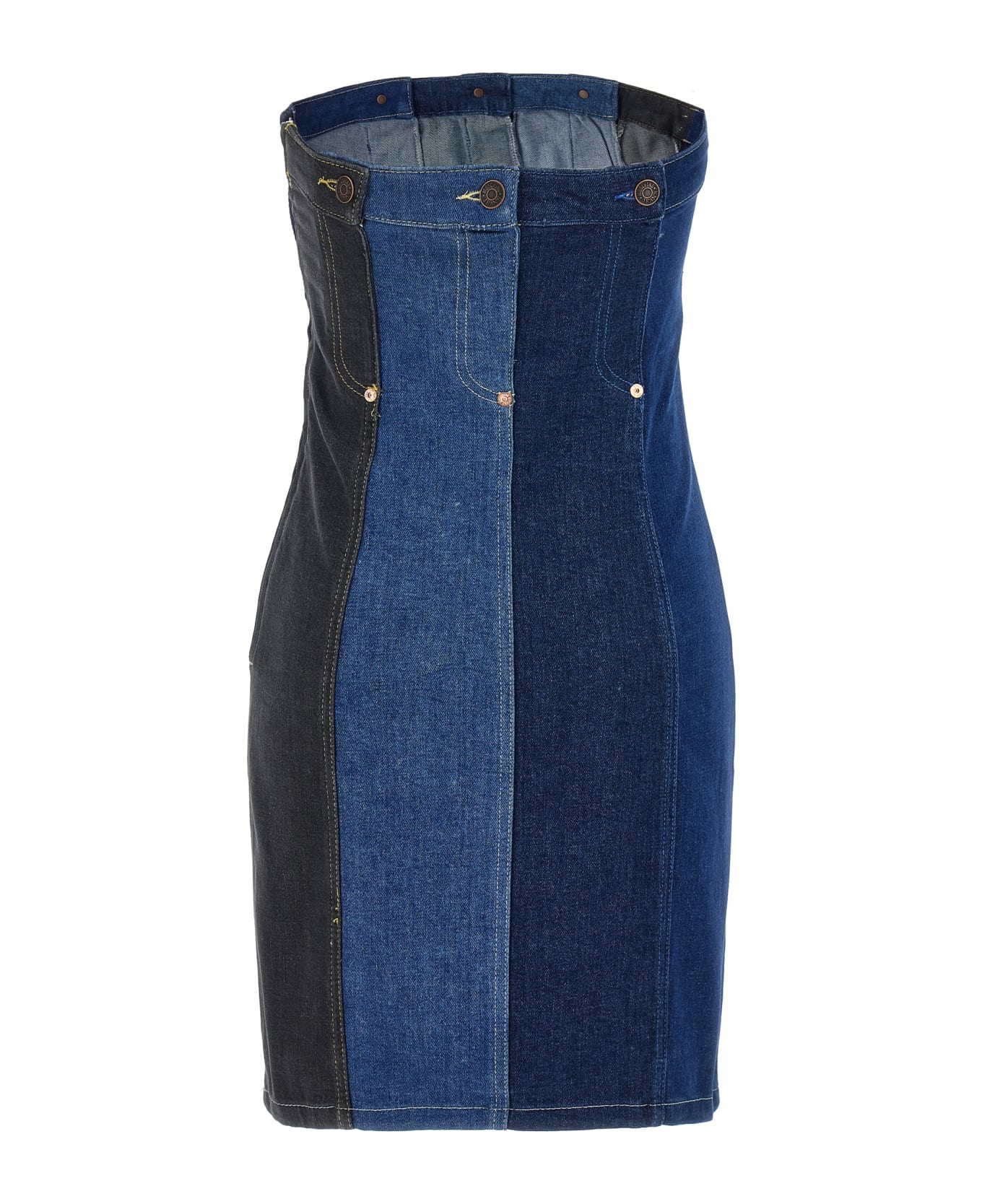 M05CH1N0 Jeans Patchwork Mini Dress - Blue