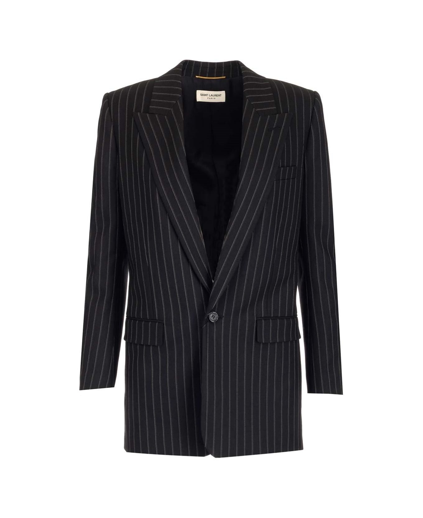 Saint Laurent Pinstripe Tailored Blazer - NOIR CRAIE