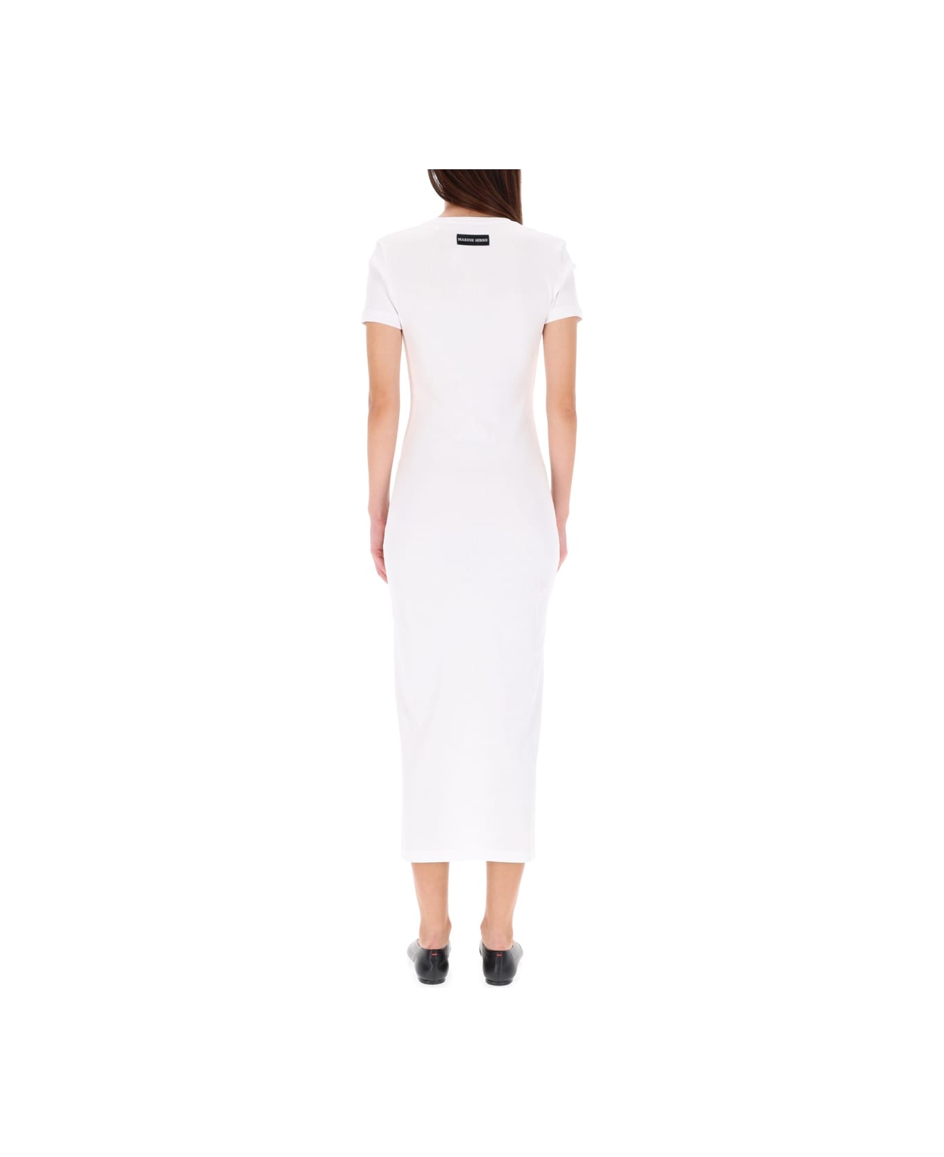 Marine Serre Midi Dress "moon" - WHITE