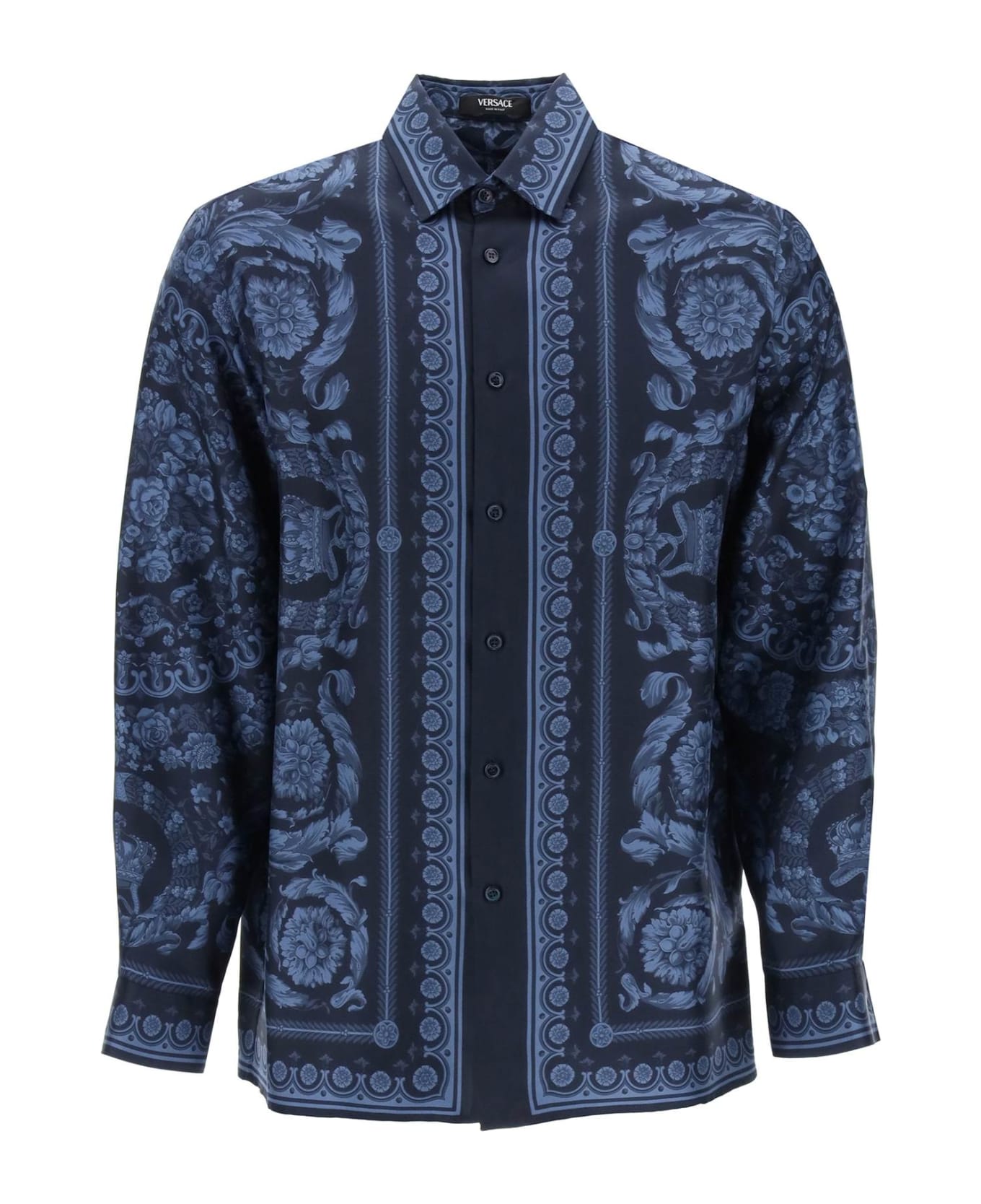 Versace Printed Silk Shirt - Blue シャツ