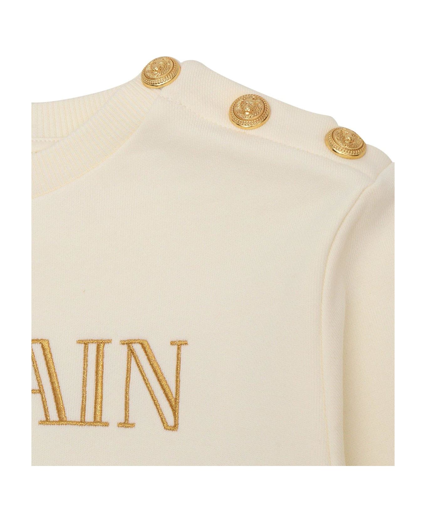 Balmain Logo Embroidered Jersey Sweatshirt - Blue/silver