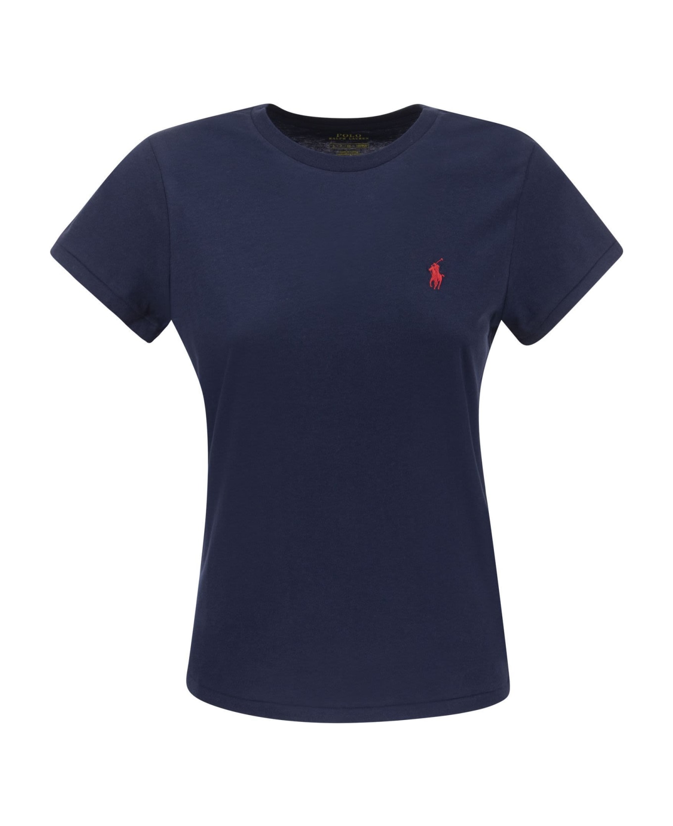 Polo Ralph Lauren Cotton T-shirt With Embroidered Logo - Blue Tシャツ