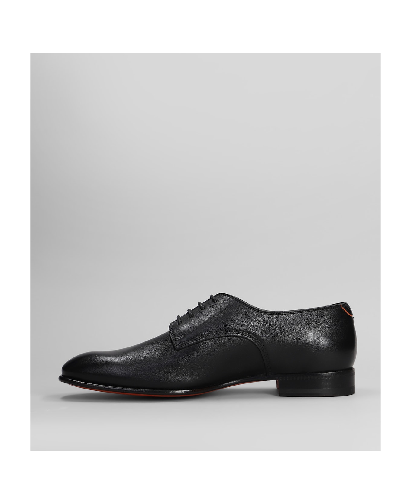 Santoni Archer Lace Up Shoes In Black Leather - black