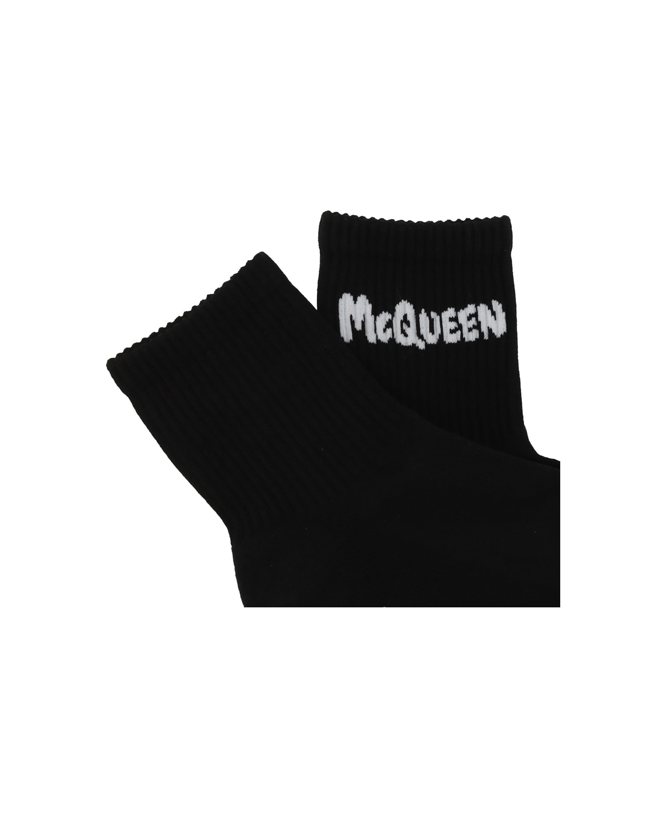 Alexander McQueen ruffle-detail Socks - Black/white