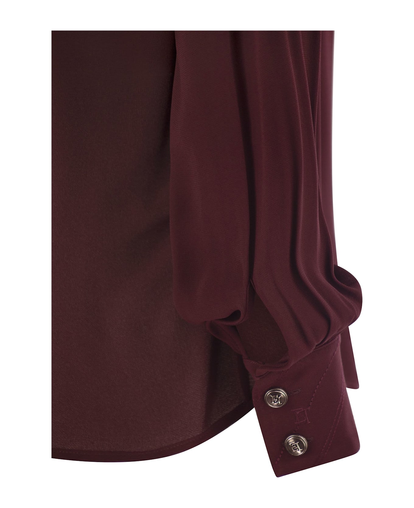 Elisabetta Franchi Georgette Blouse With Striped Pattern - Black