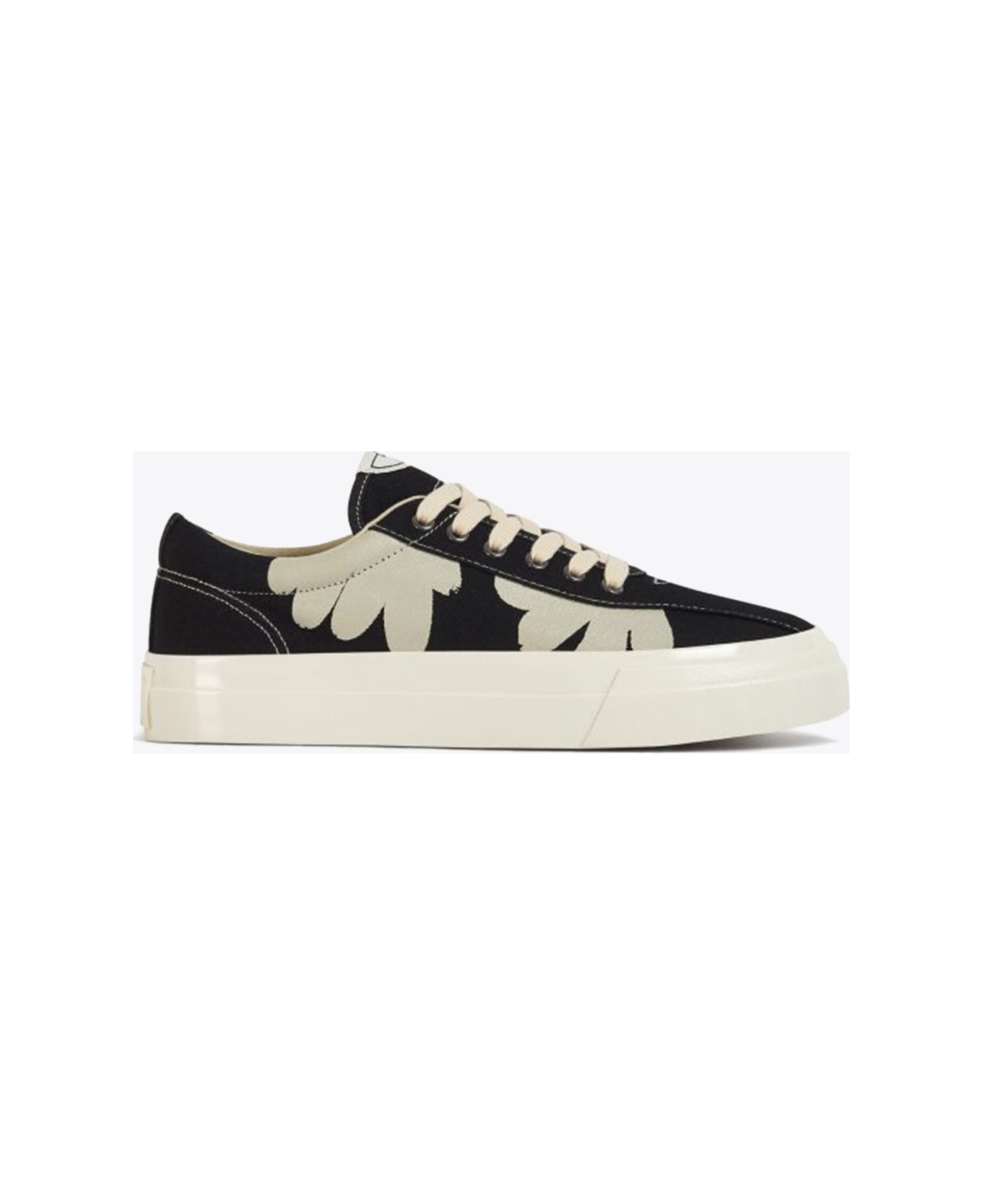 S.W.C Stepney Workers Club Dellow Shroom Hands Black canvas low sneaker with flowers - Dellow Shroom hands - Nero/bianco
