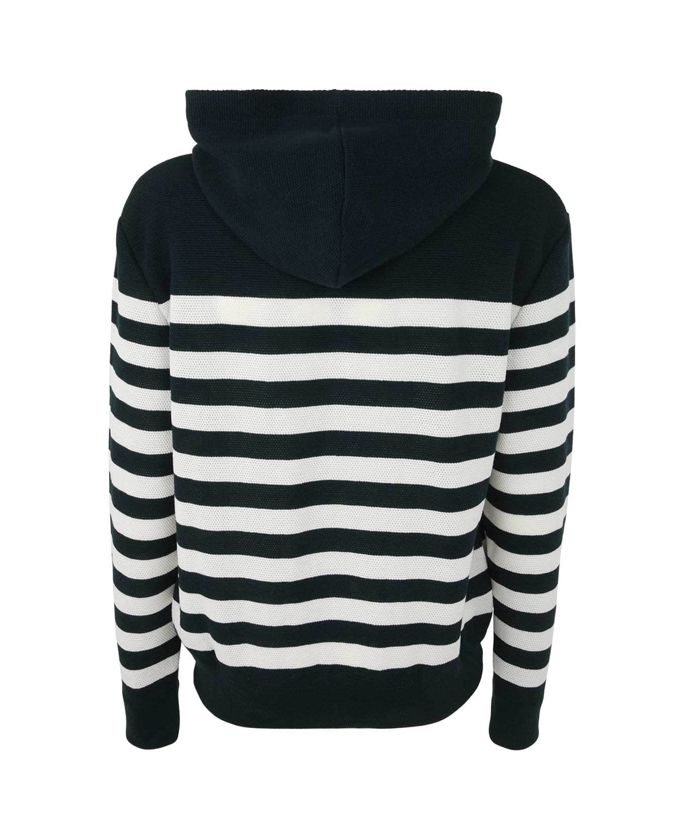 Balmain Pb Stripe Wool Hooded Sweater - Uho Vert Fonce Blanc Bordeaux