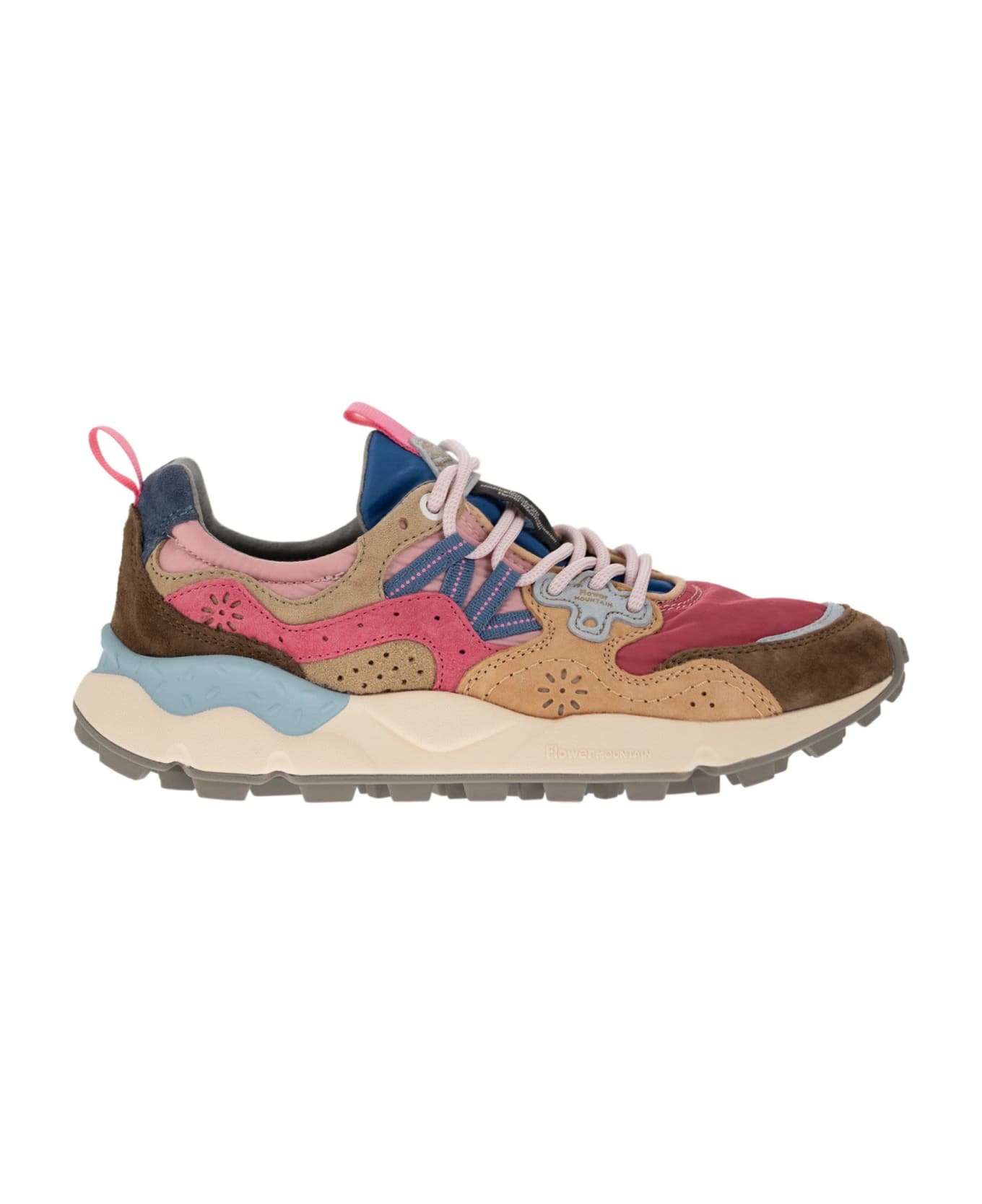 Flower Mountain Yamano 3 - Sneakers In Suede And Technical Fabric - Pink