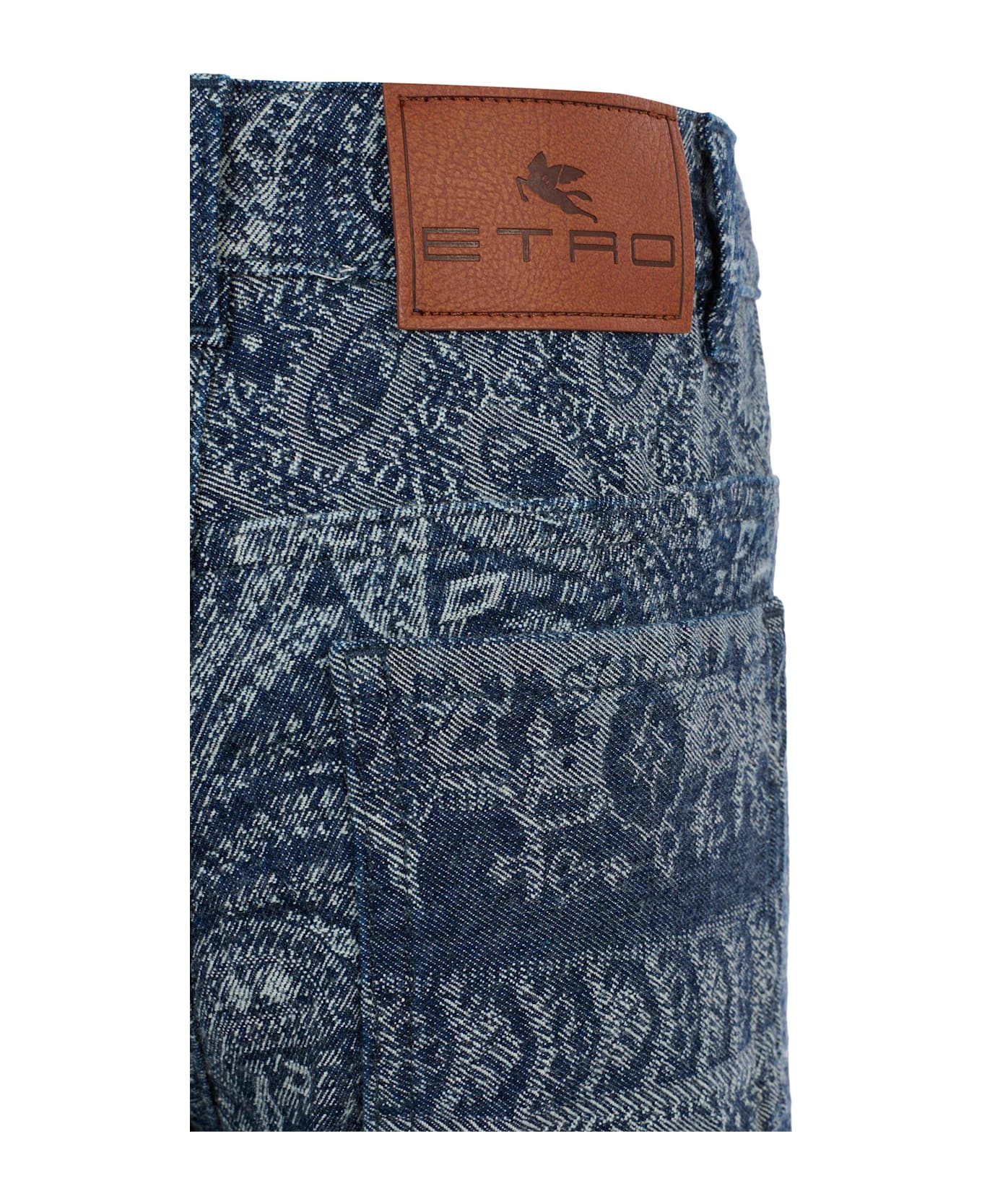 Etro Denim Jeans For Girl With Paisley Print - Denim