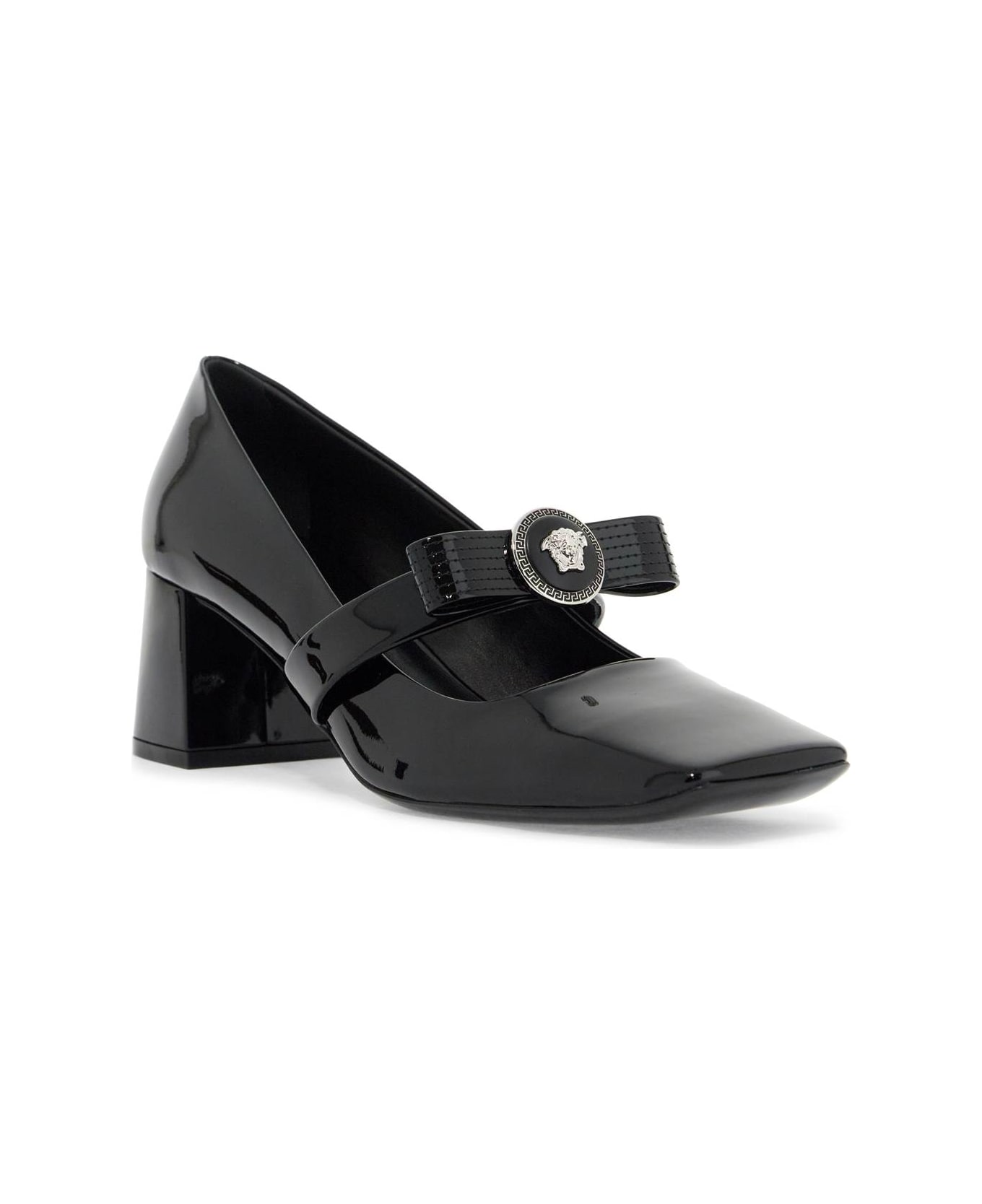 Versace Black Leather Décollètè - BLACK-PALLADIUM (Black)