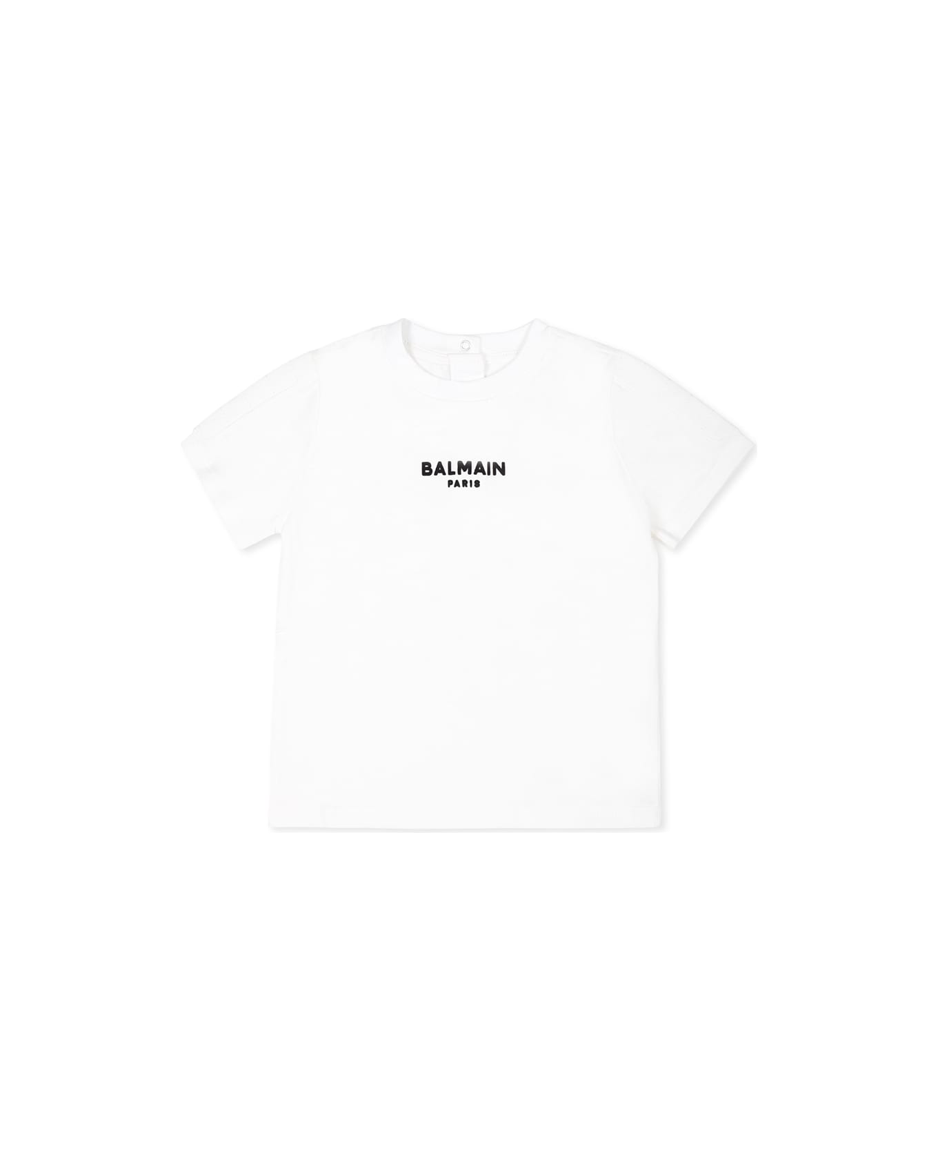 Balmain White T-shirt For Baby Boy With Logo - White