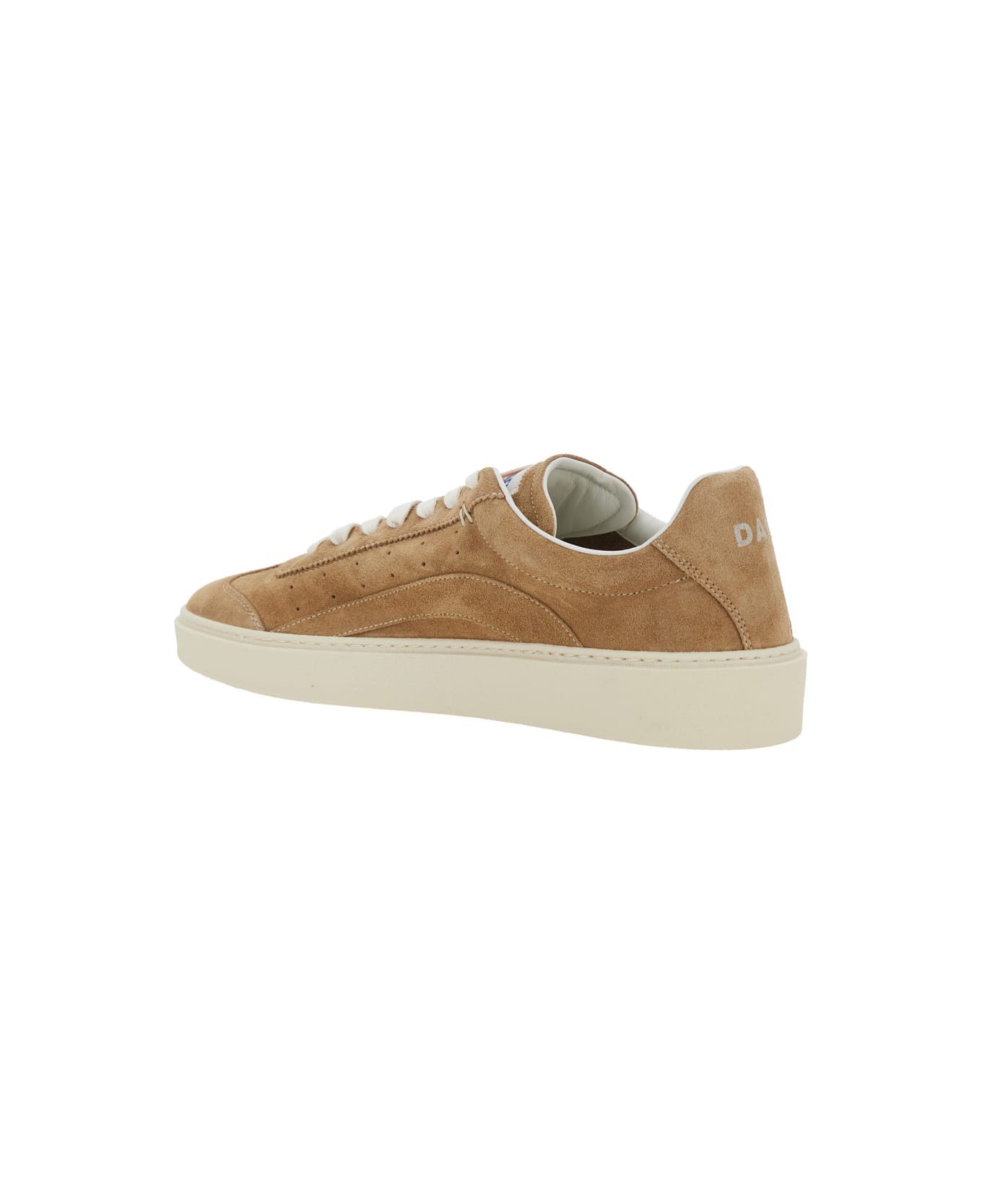 Dsquared2 Beige Low Top Sneakers With Logo Patch On The Tongue And Logo Lettering On The Heel In Suede Man - Beige