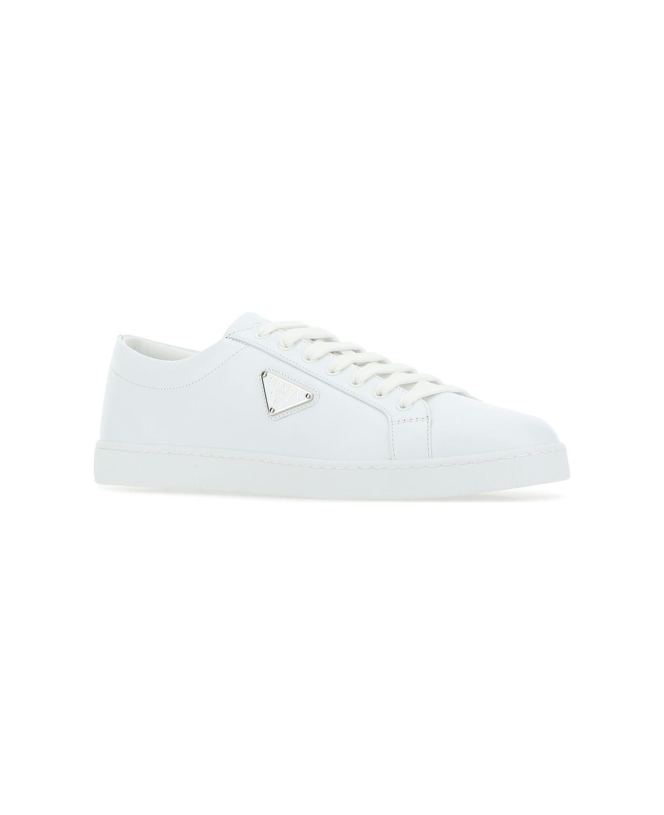 Prada White Leather Sneakers - Bianco