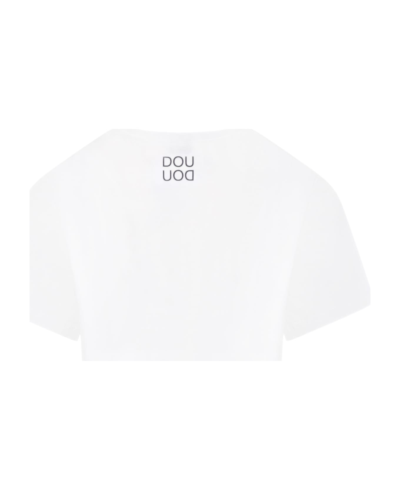 Douuod White T-shirt For Girl With Logo - White Tシャツ＆ポロシャツ
