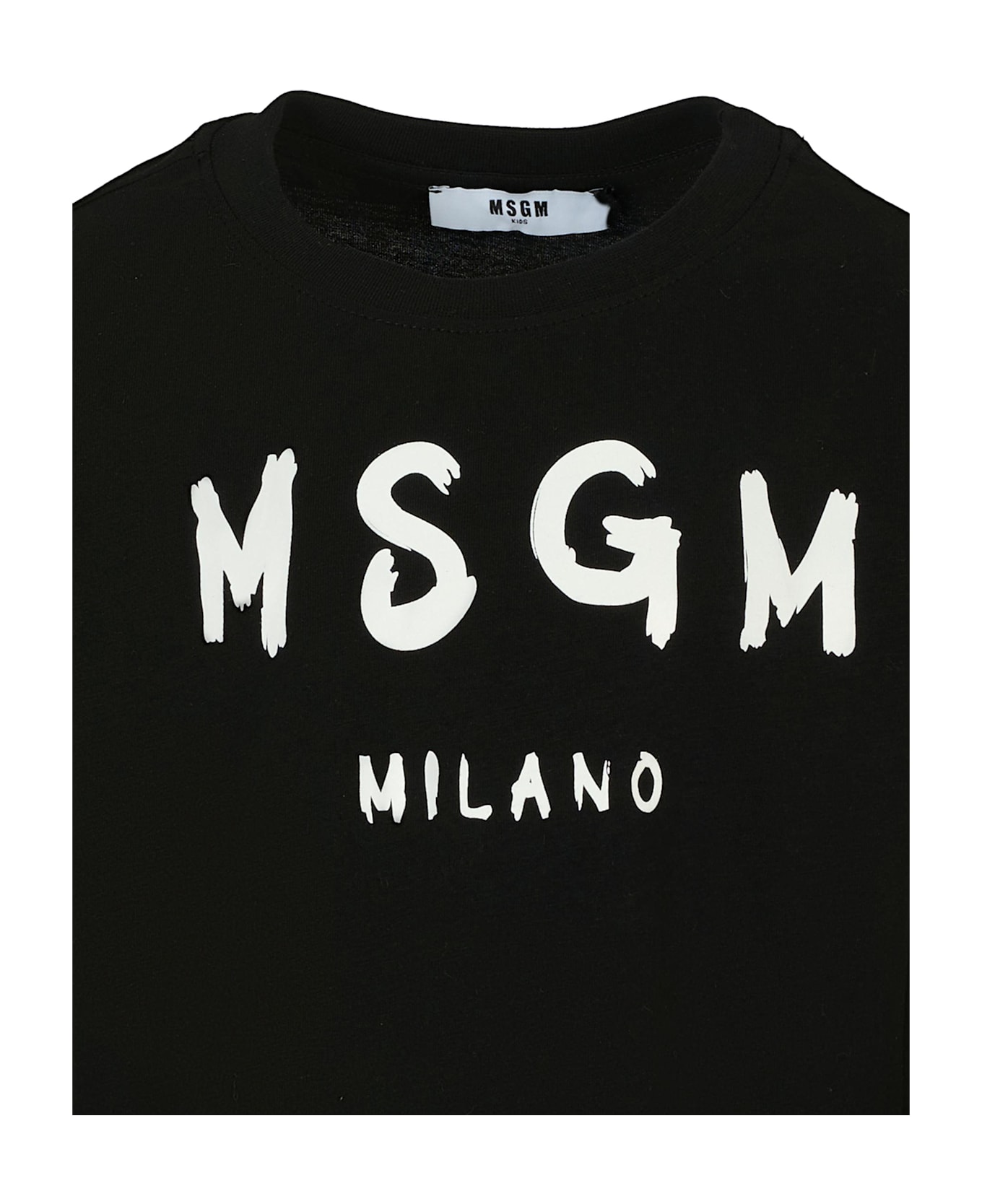 MSGM Black T-shirt For Kids With Logo - Black