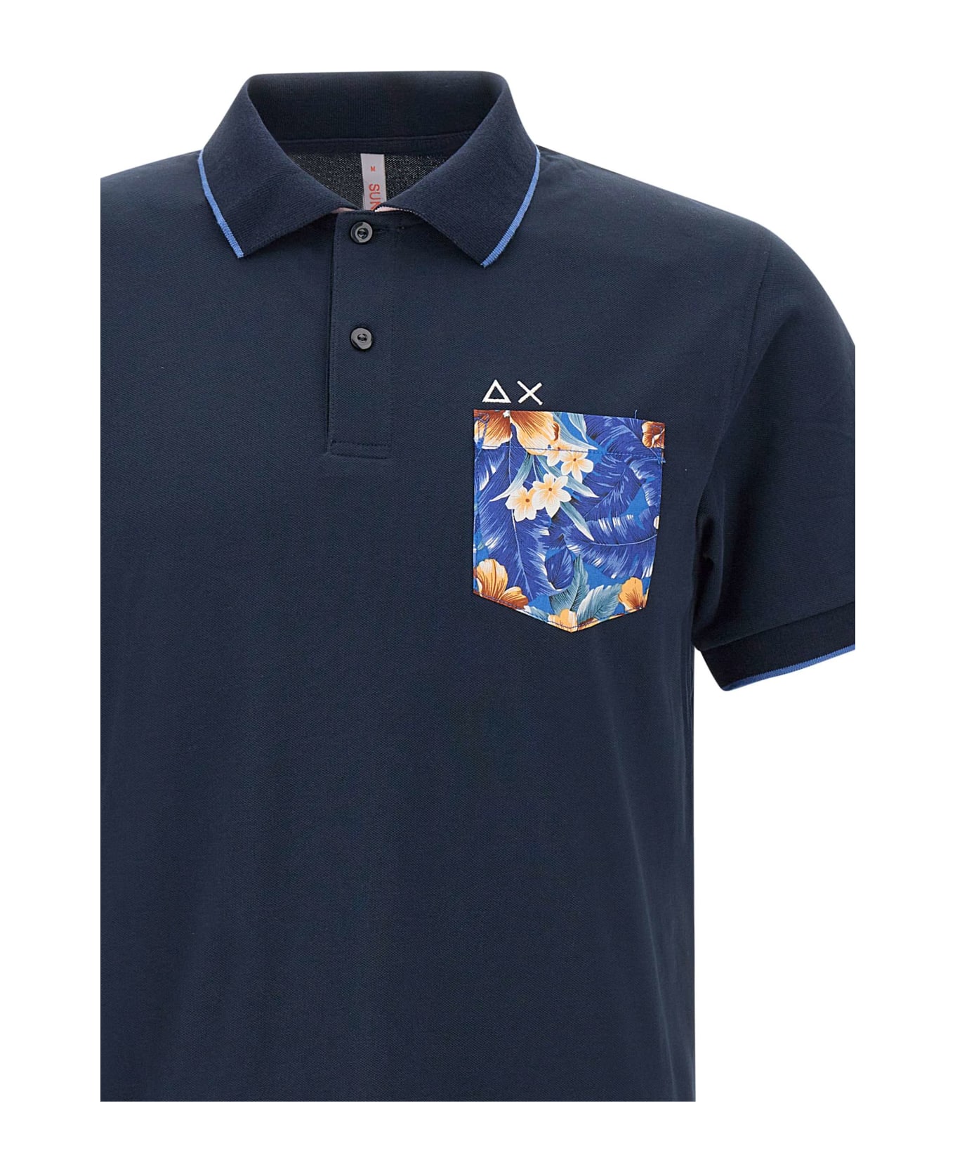 Sun 68 "print Pocket" Cotton Polo Shirt - BLUE