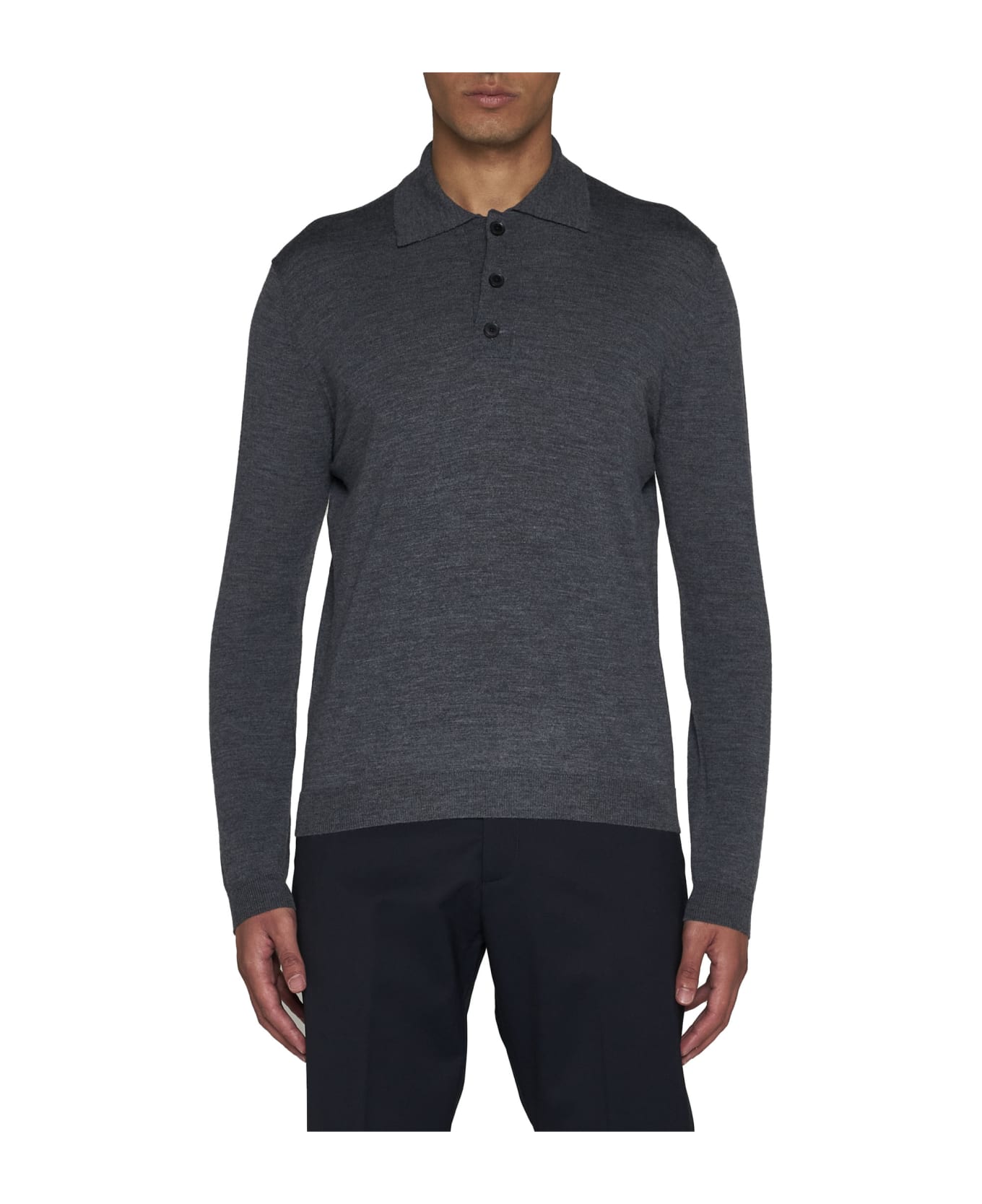 Low Brand Polo Shirt - Mid grey melange ポロシャツ