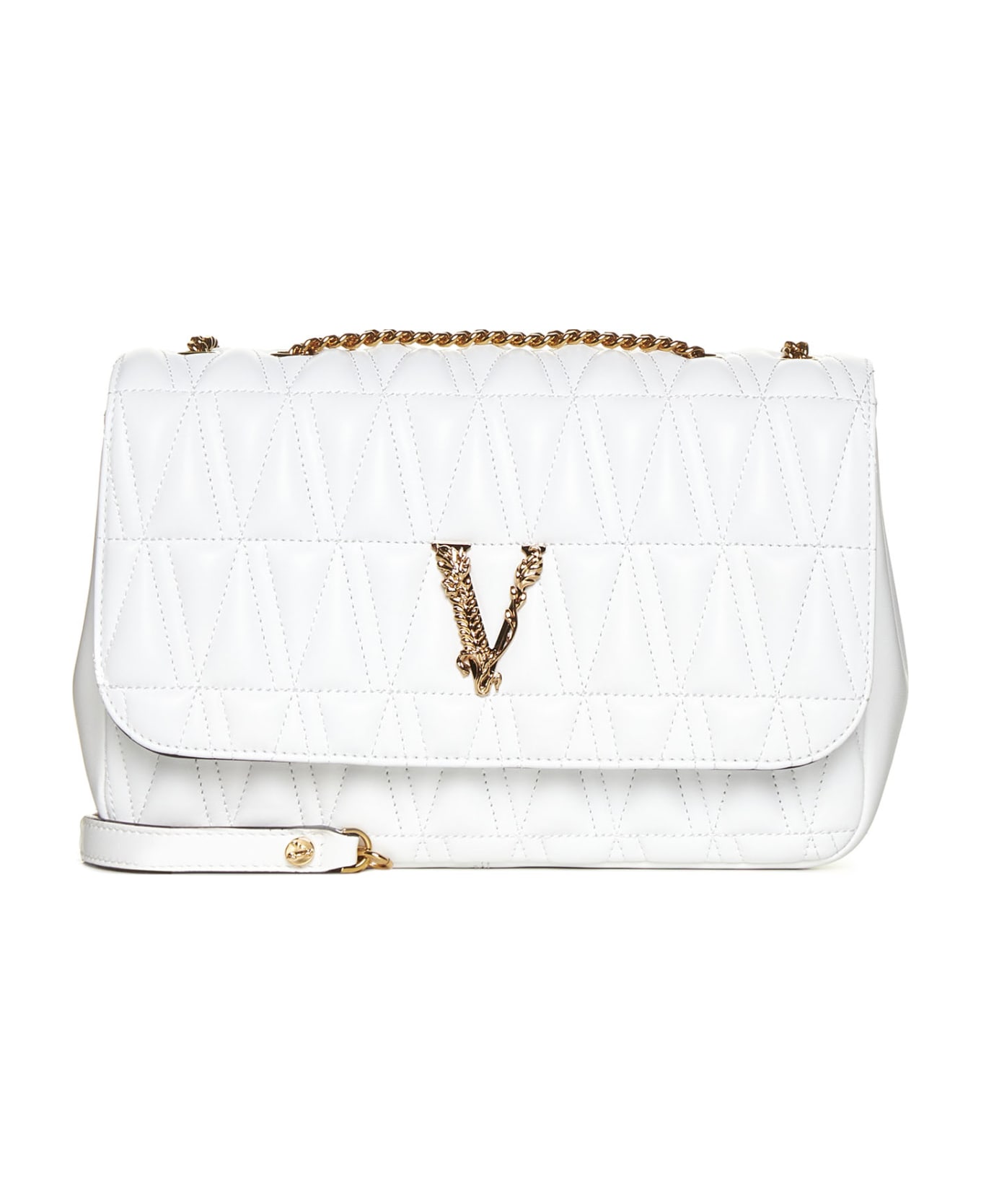 Versace Quilted Nappa Crossbody Bag - White