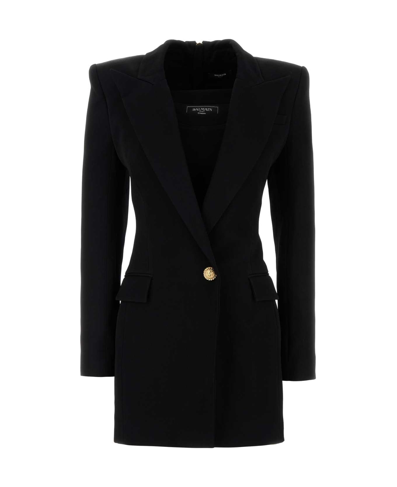 Balmain Black Viscose Blazer Dress - NOIR