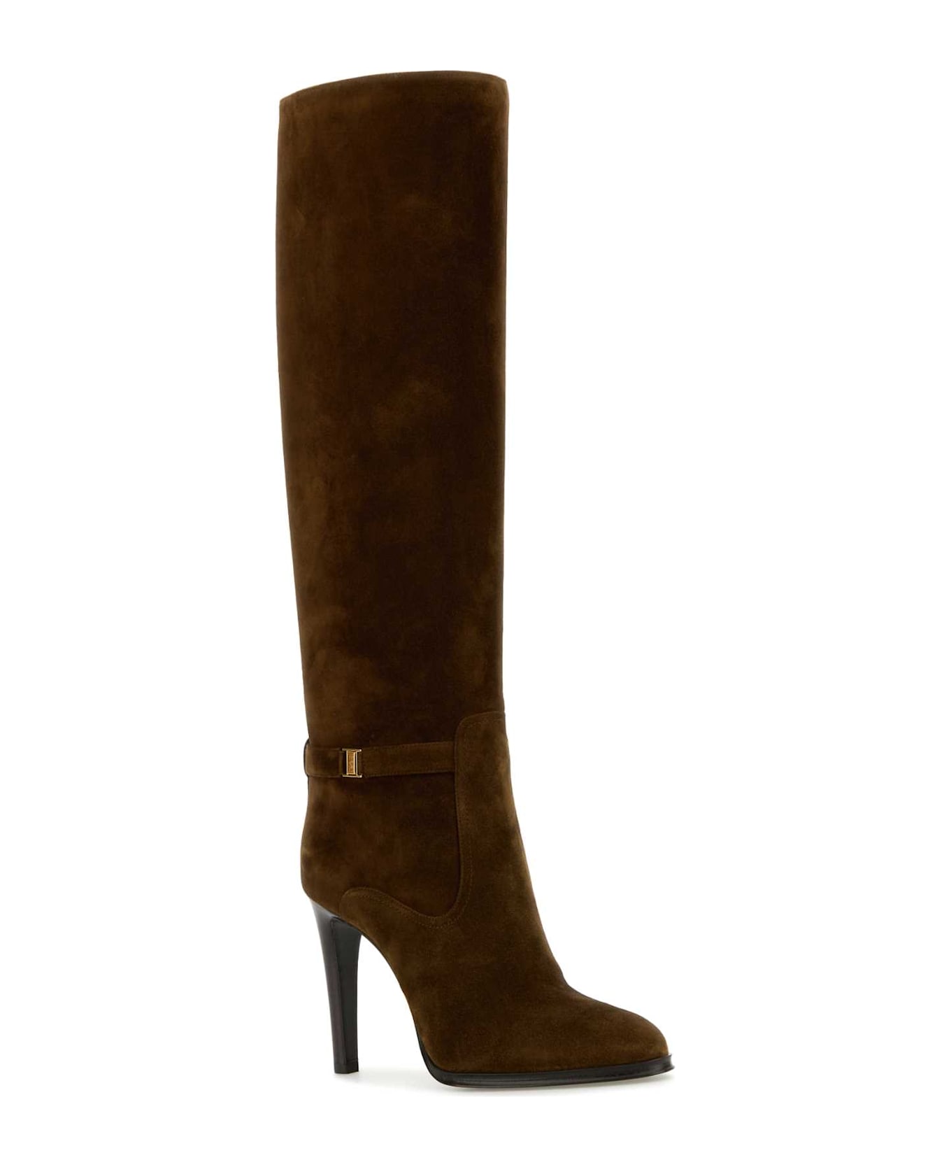 Saint Laurent Caramel Suede Diane Boots - LAND