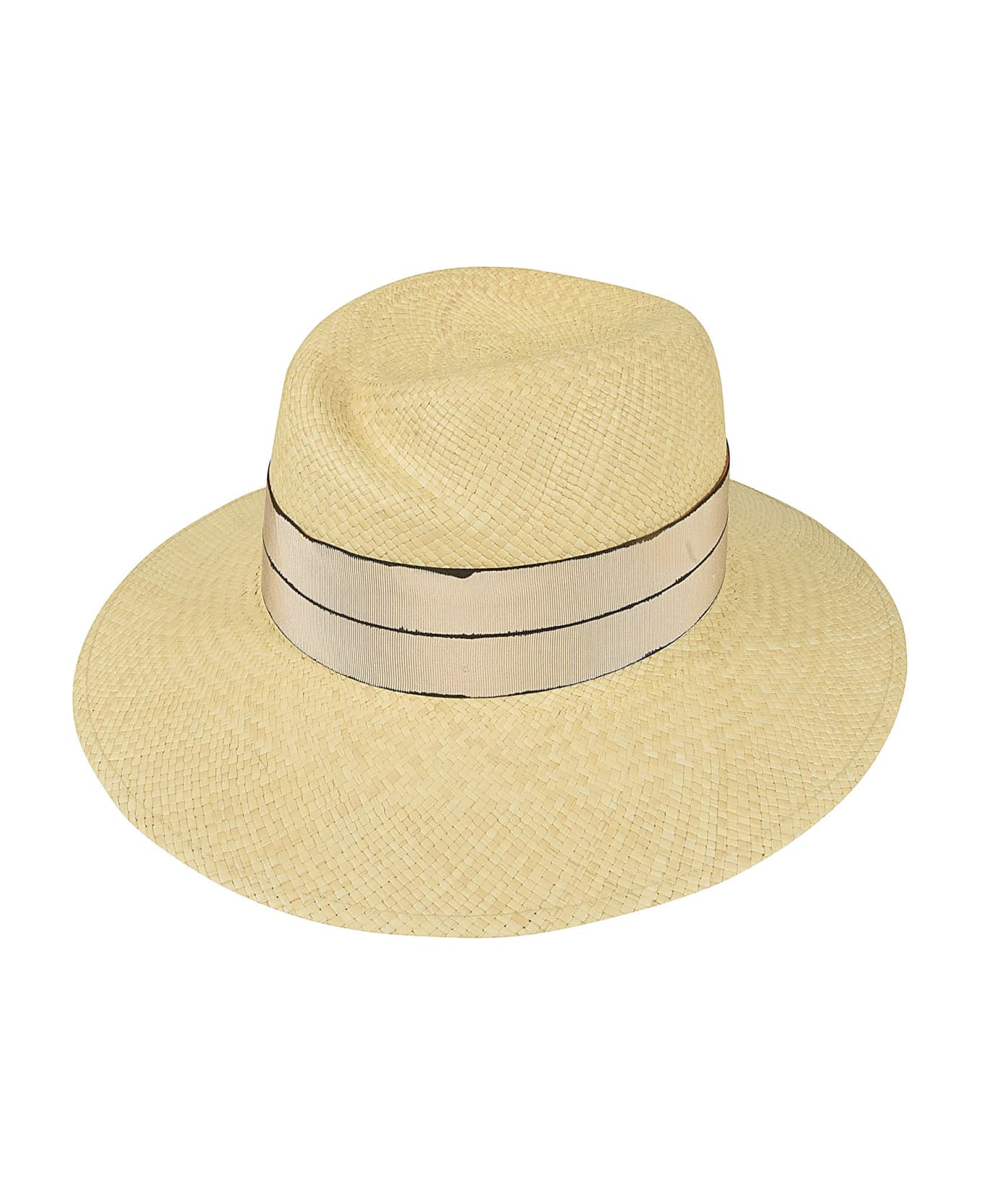 Borsalino Bow Logo Woven Hat - Cream