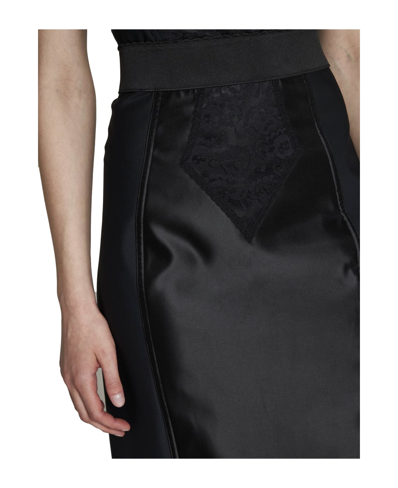 Dolce & Gabbana Powernet And Satin Midi Skirt - Black