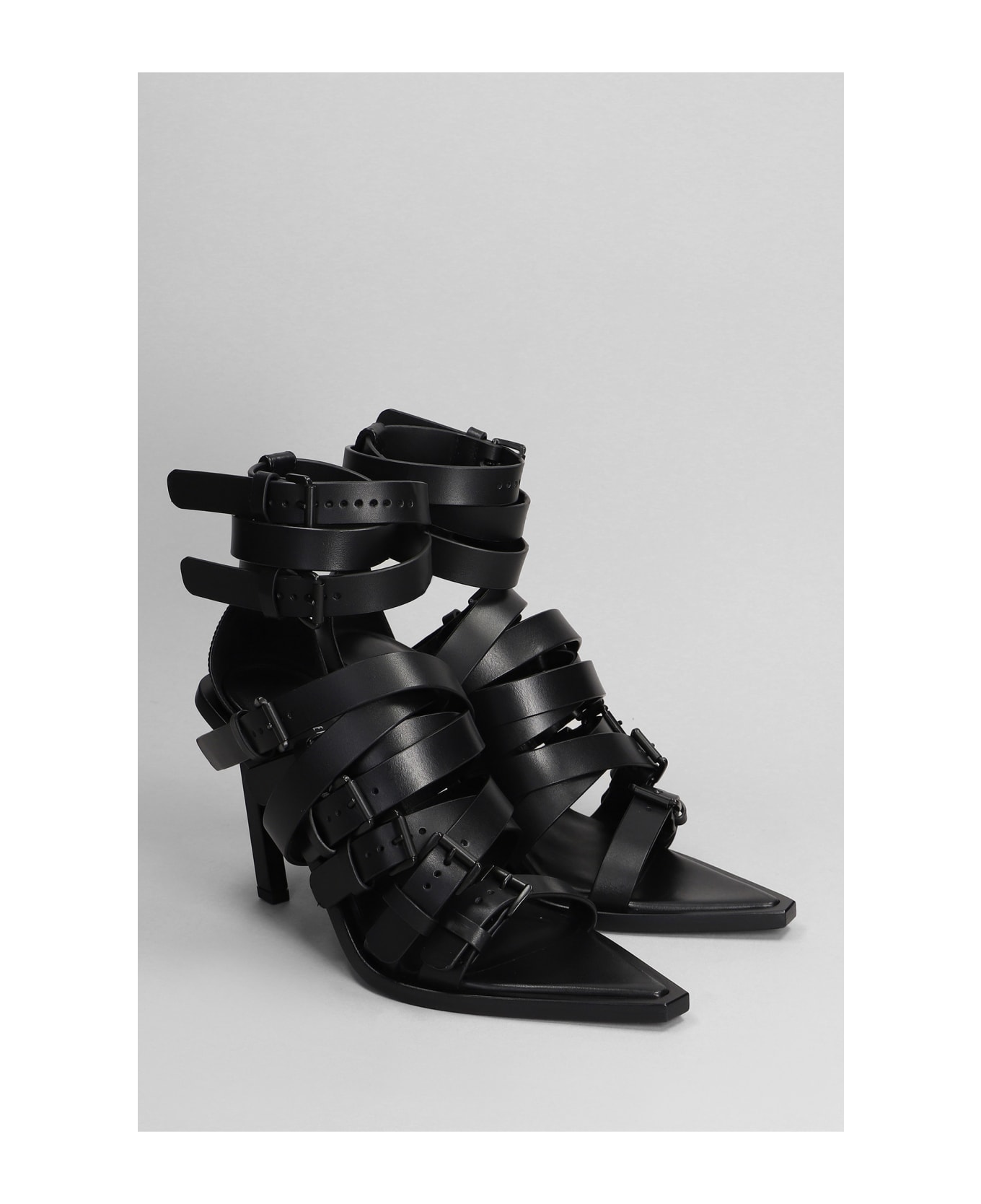 Ann Demeulemeester Sandals In Black Leather - black サンダル