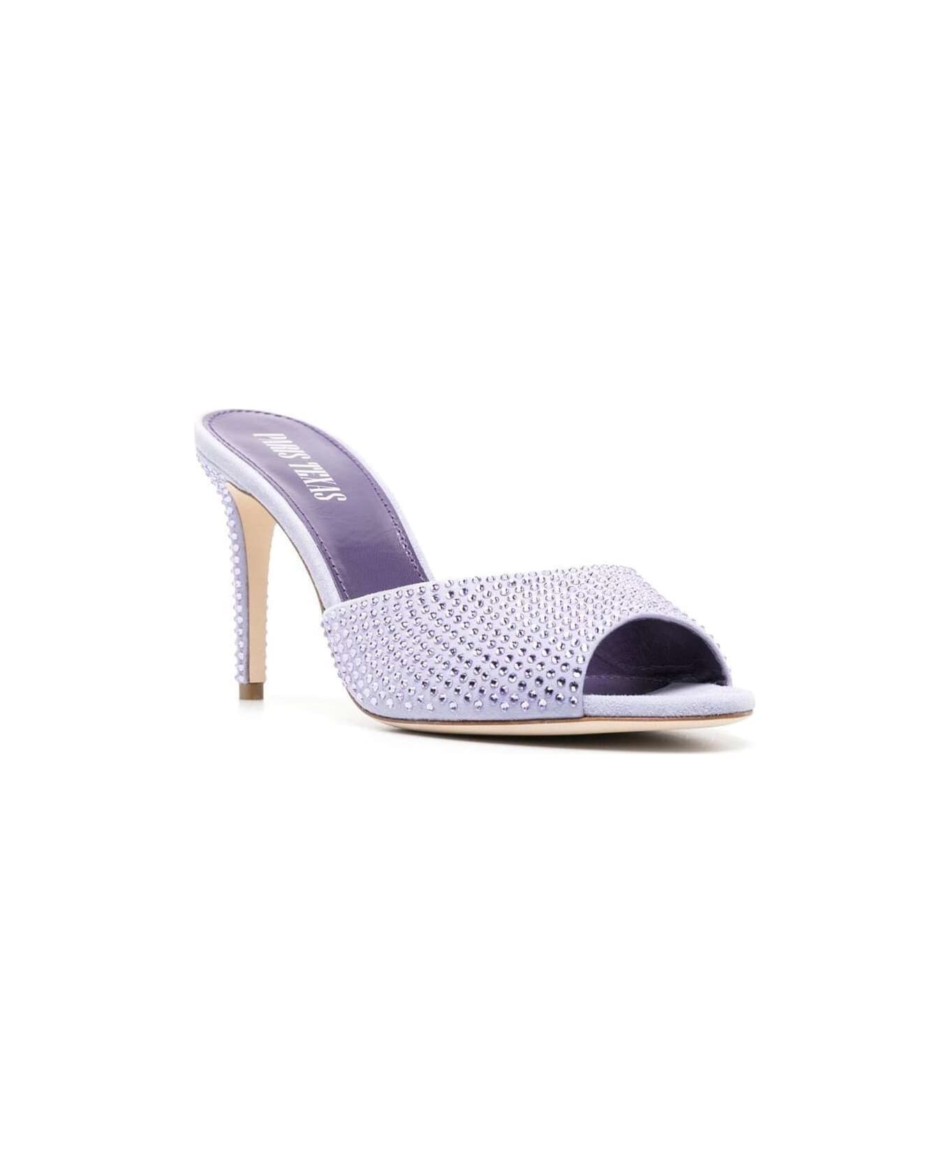 Paris Texas 'holly' Lilac Mules With Tonal Rhinestone Embellishment In Leather Woman - Violet サンダル