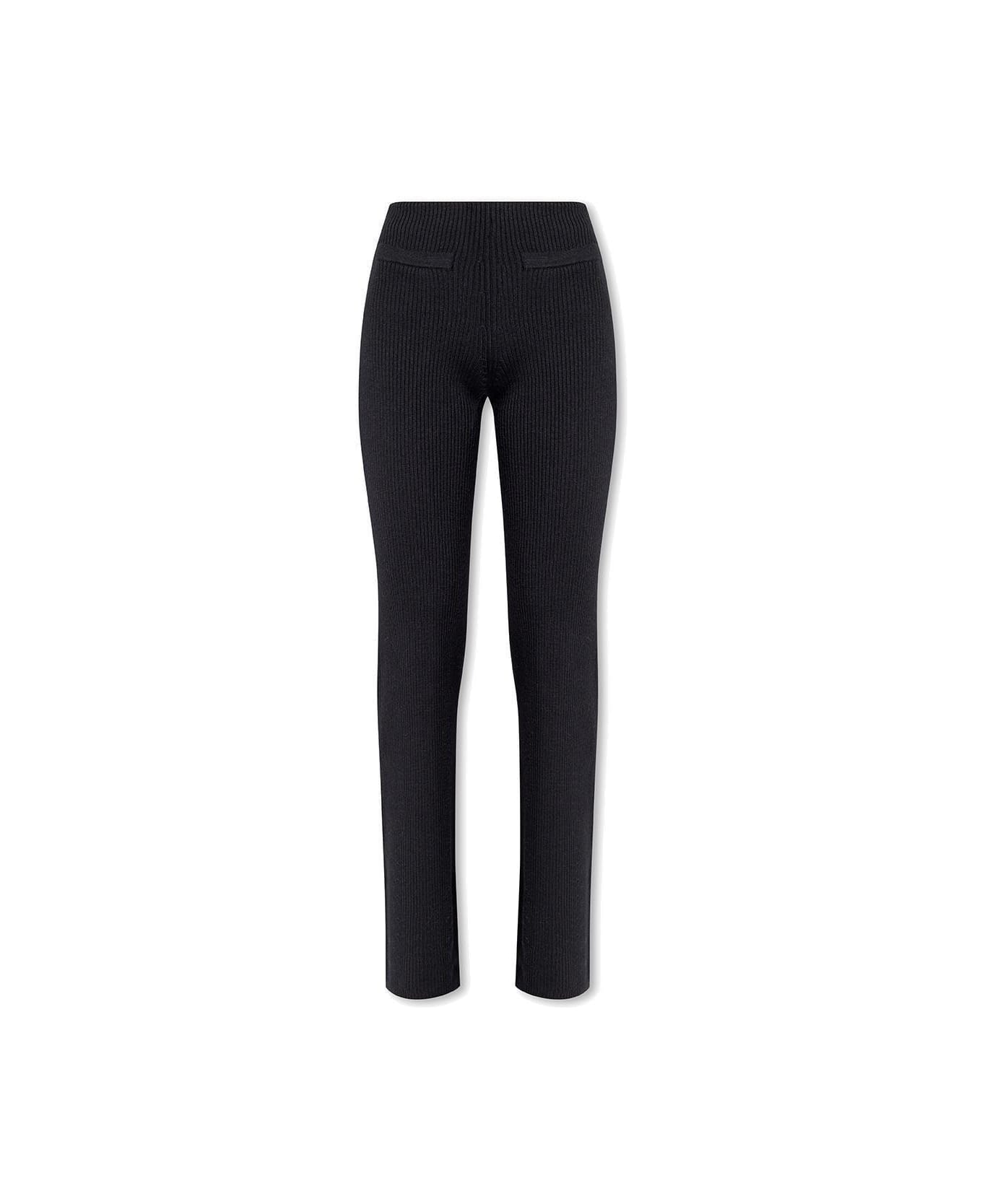 Saint Laurent Elasticated-waistband Ribbed Flared State Trousers - Nero