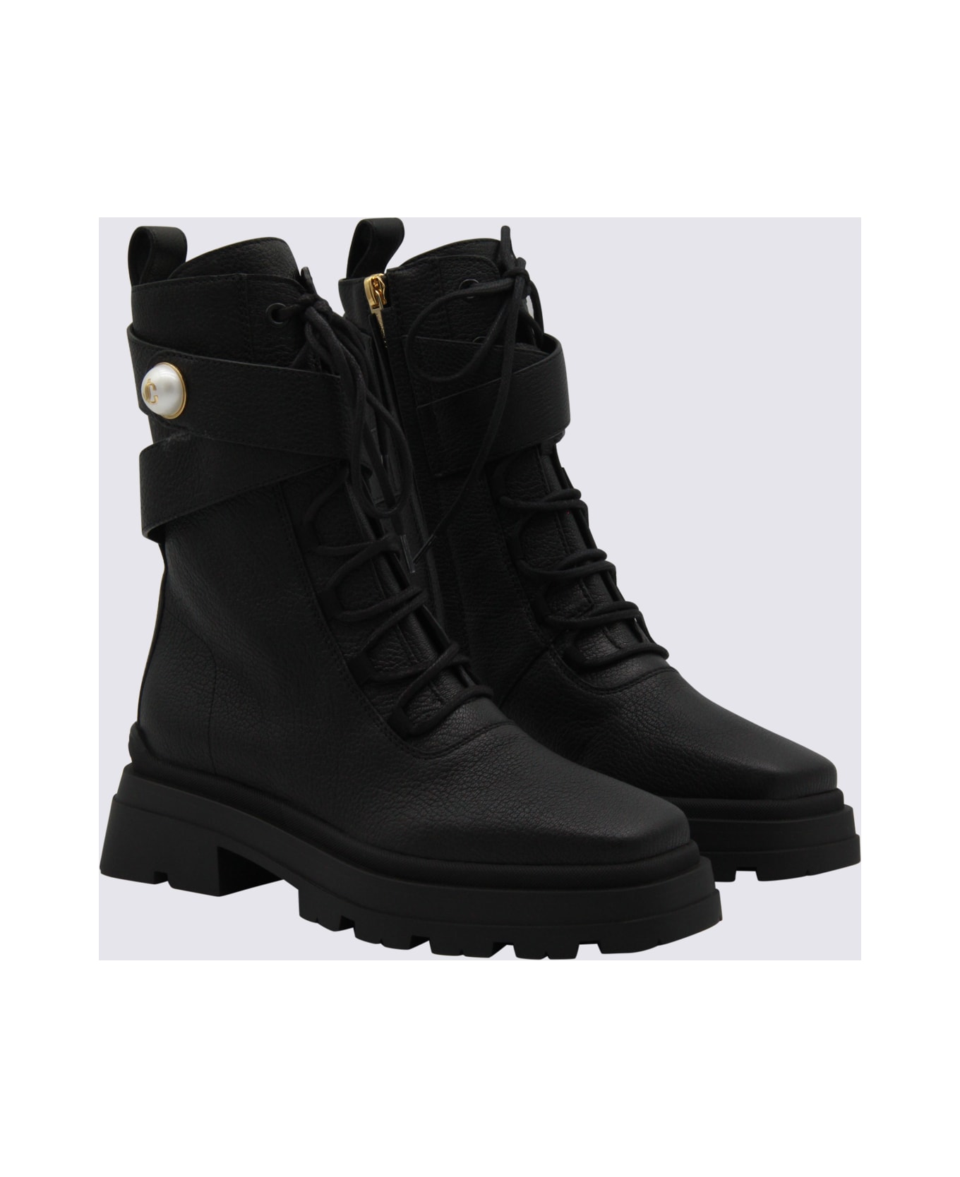 Jimmy Choo Black Leather Boots - Black
