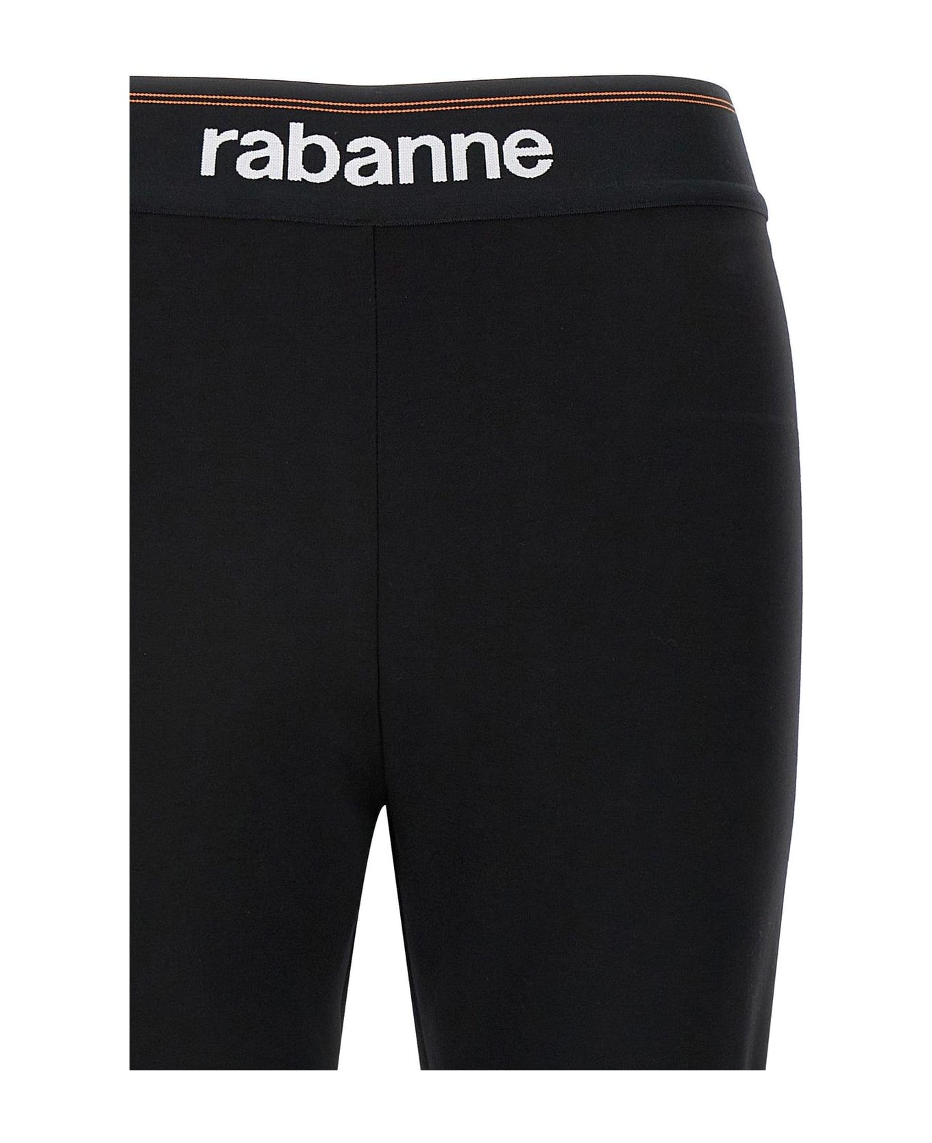 Paco Rabanne Logo Waistband Stretch Leggings - Black